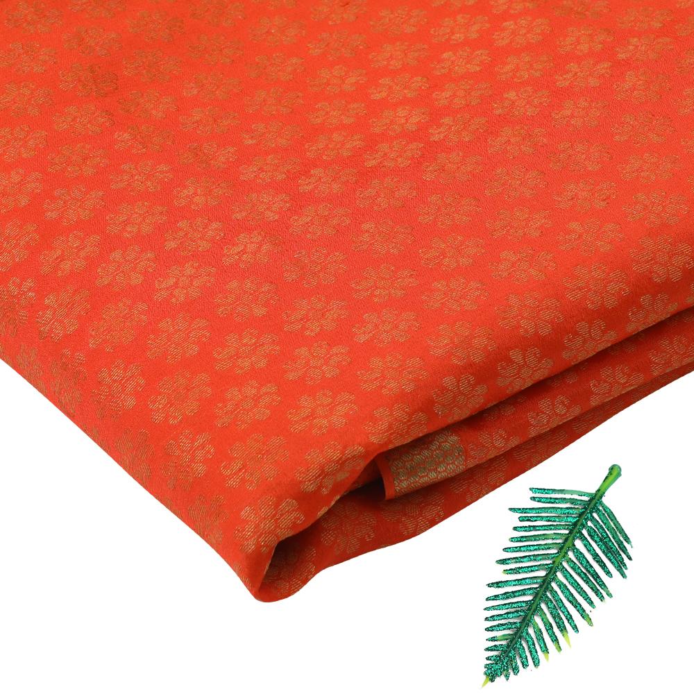 Orange-Golden Color Crepe Brocade Fabric