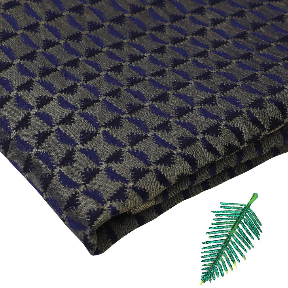 Dark Blue-Golden Color Crepe Brocade Fabric