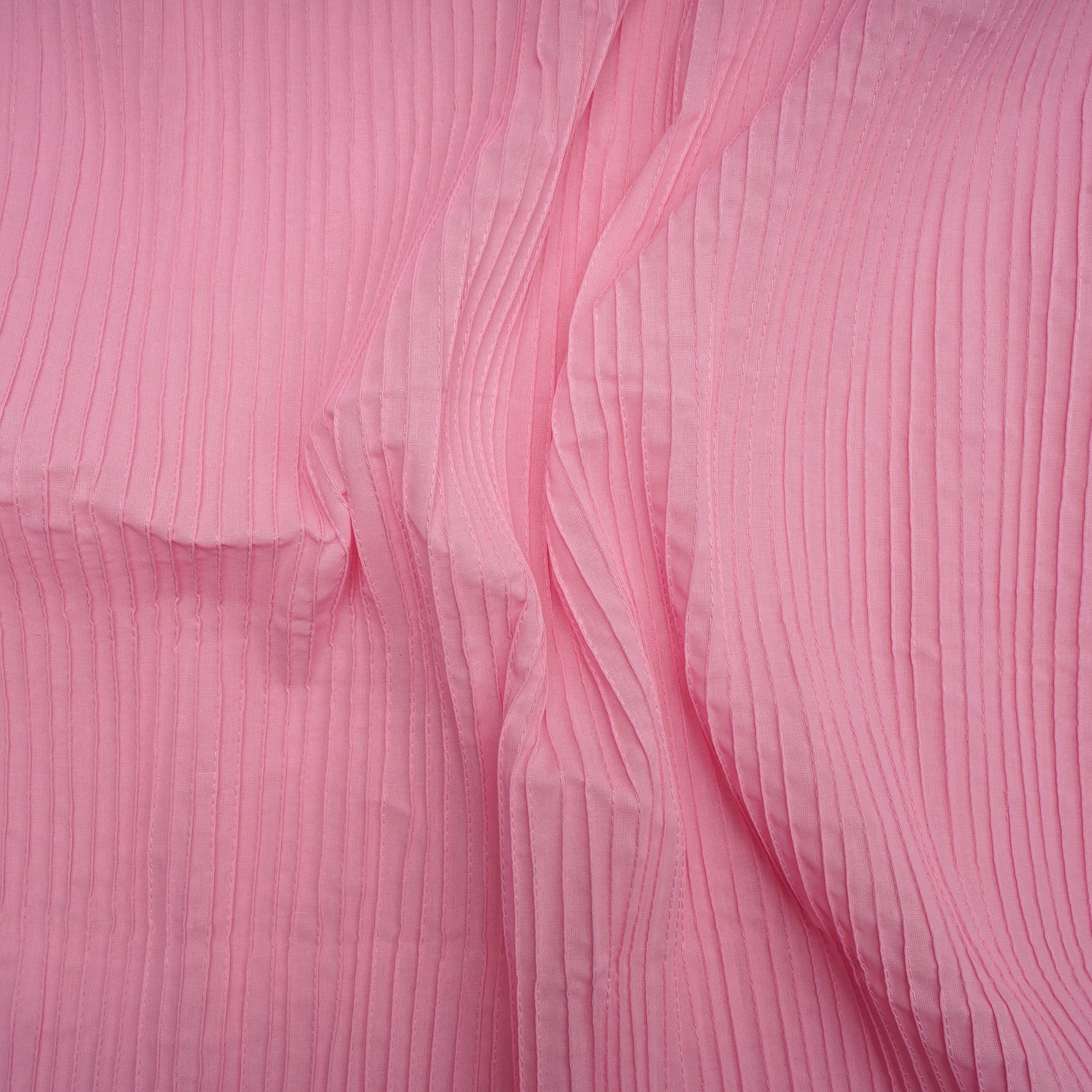 Candy Pink Pintuck Pattern High Twist Cotton Voile Fabric