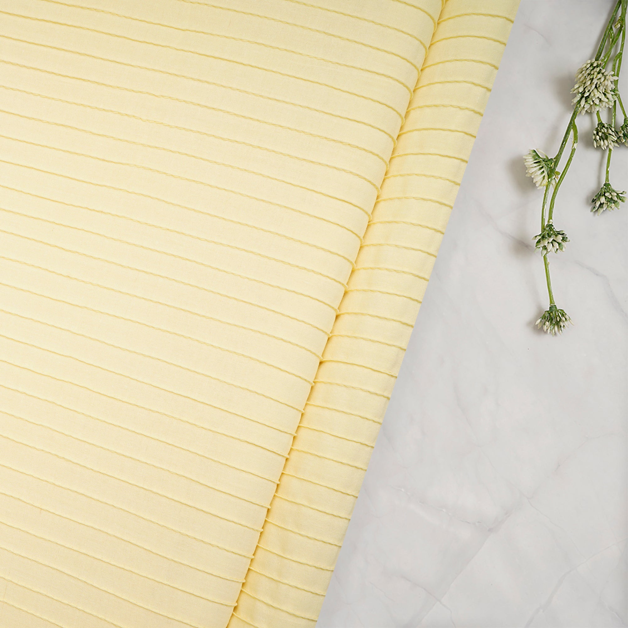 Light Tan Pintuck Pattern High Twist Cotton Voile Fabric