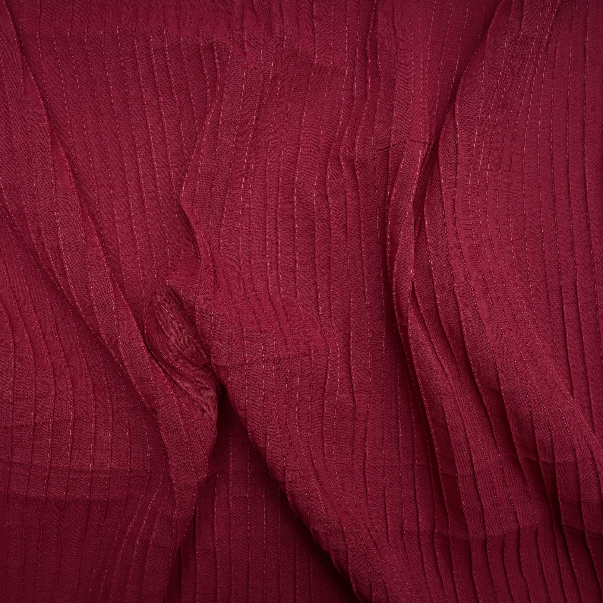 Raspberry Wine Pintuck Pattern High Twist Cotton Voile Fabric