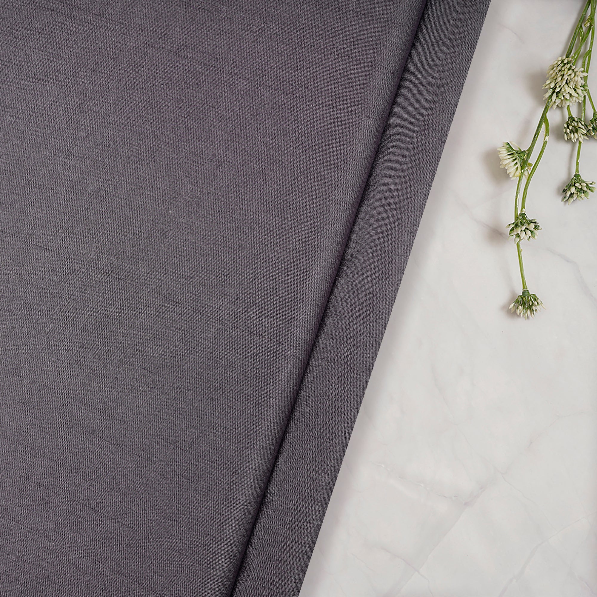 Grey Color Cotton Silk Fabric