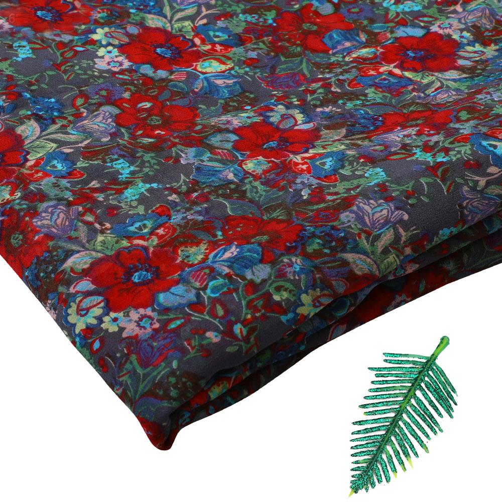 Multi Color Printed Georgette Silk Fabric
