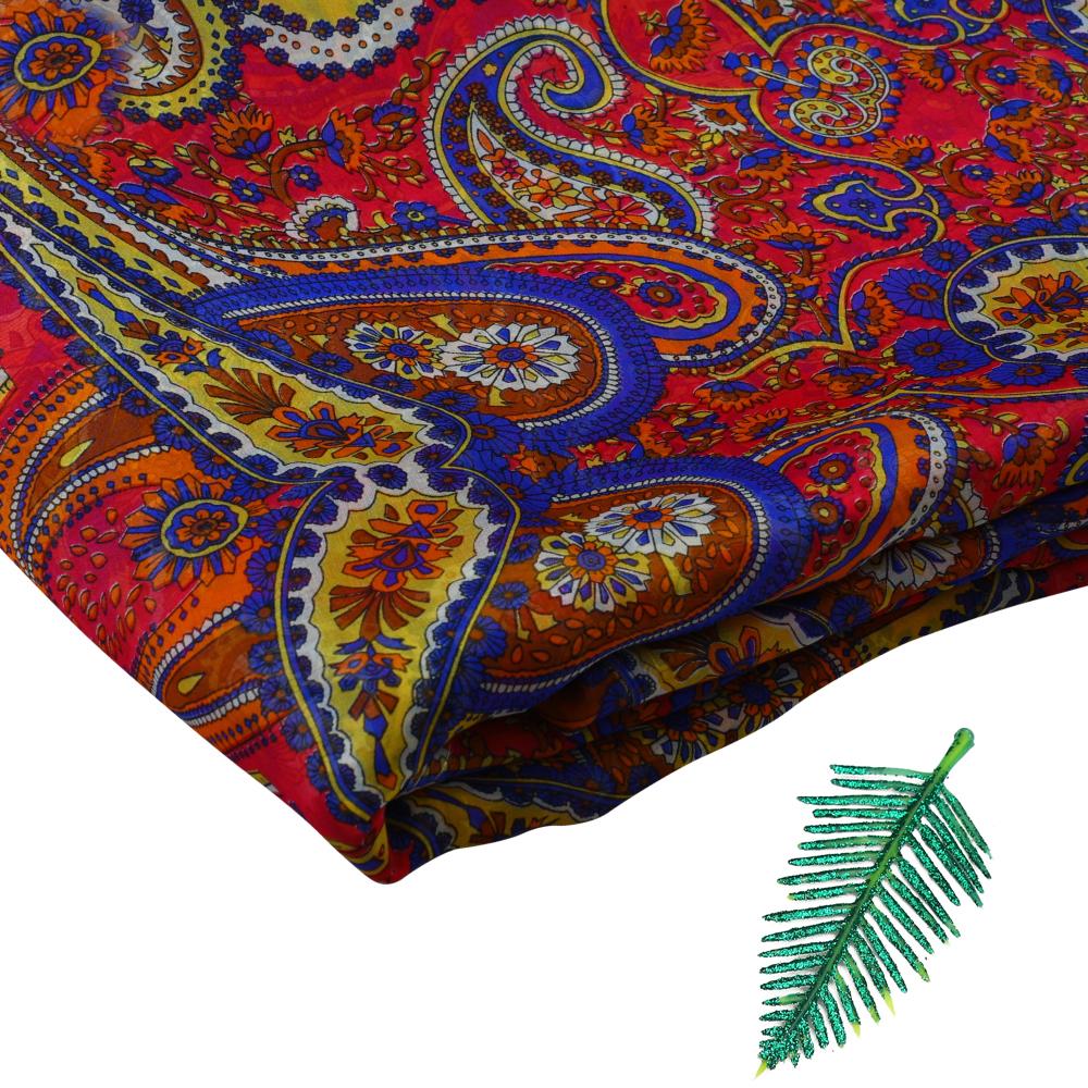 Multi Color Printed Flat Chiffon Silk Fabric
