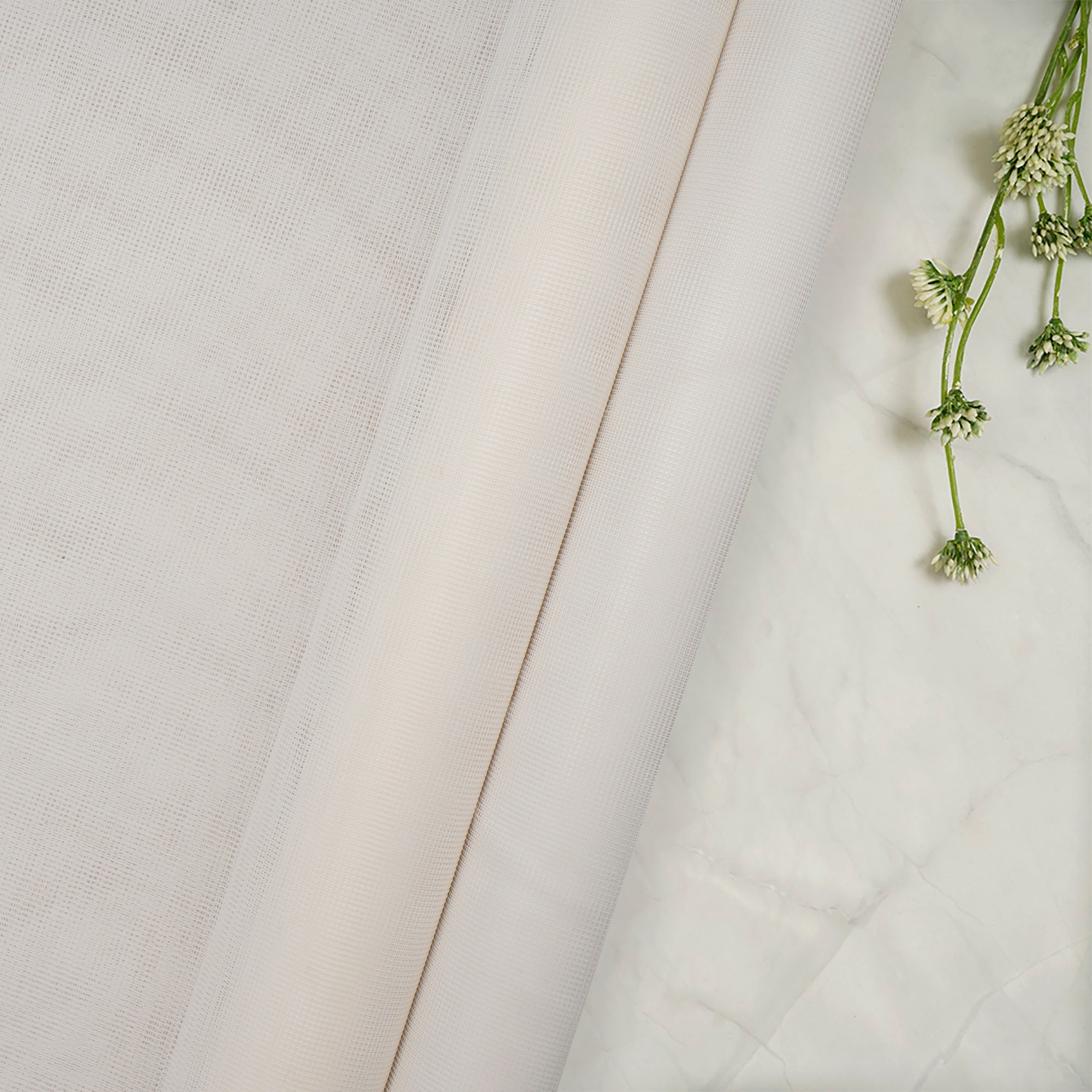 White Dyeable Handwoven Square Net Nylon Fabric