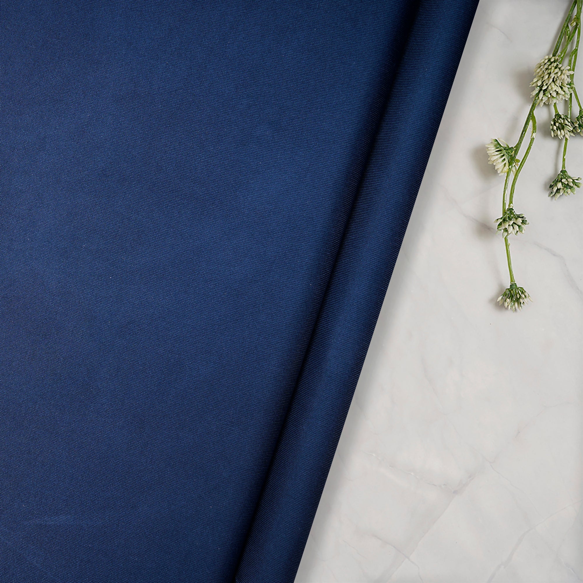 Dark Blue Color Silk Knitted Fabric