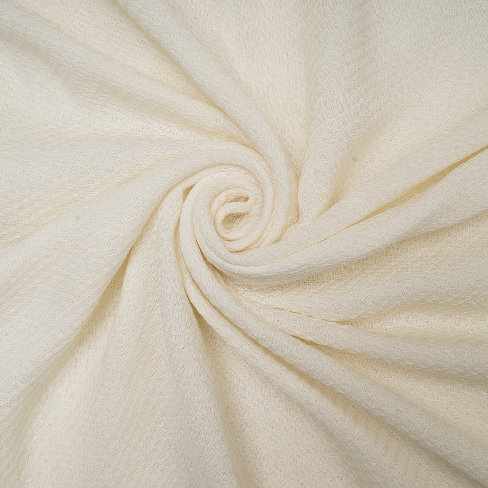 Off White Color Silk Wool Jacquard Fabric