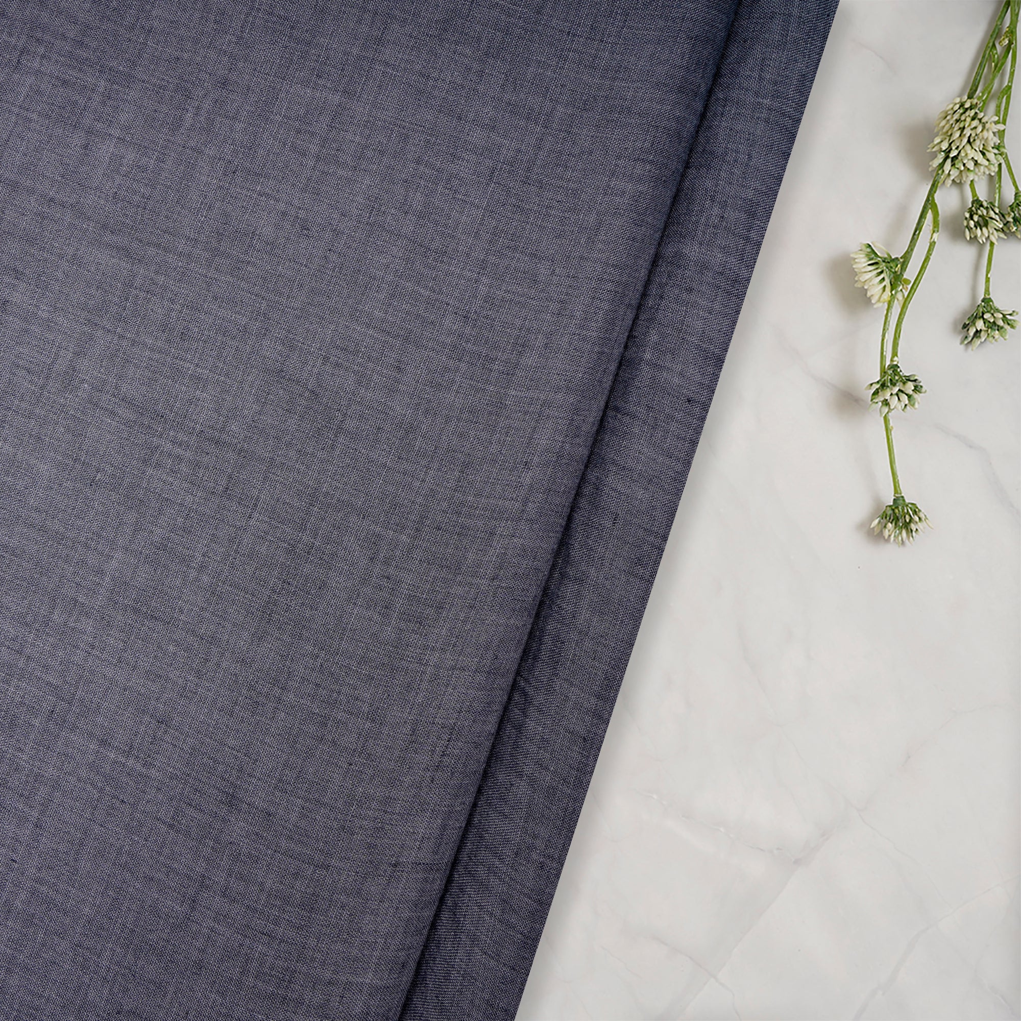 Dark Grey Cheese Cotton Chambray Fabric