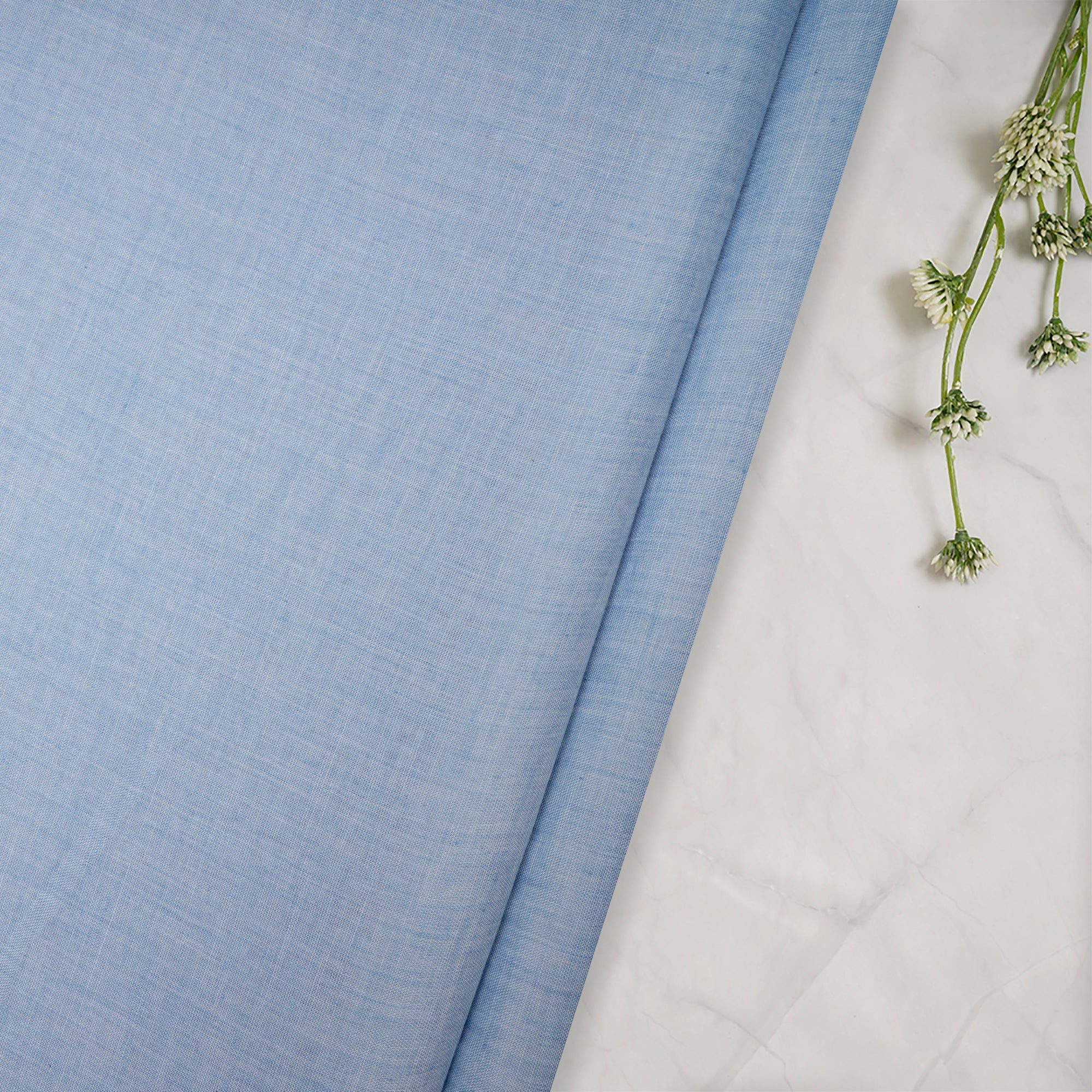 Ice Blue Cheese Cotton Chambray Fabric