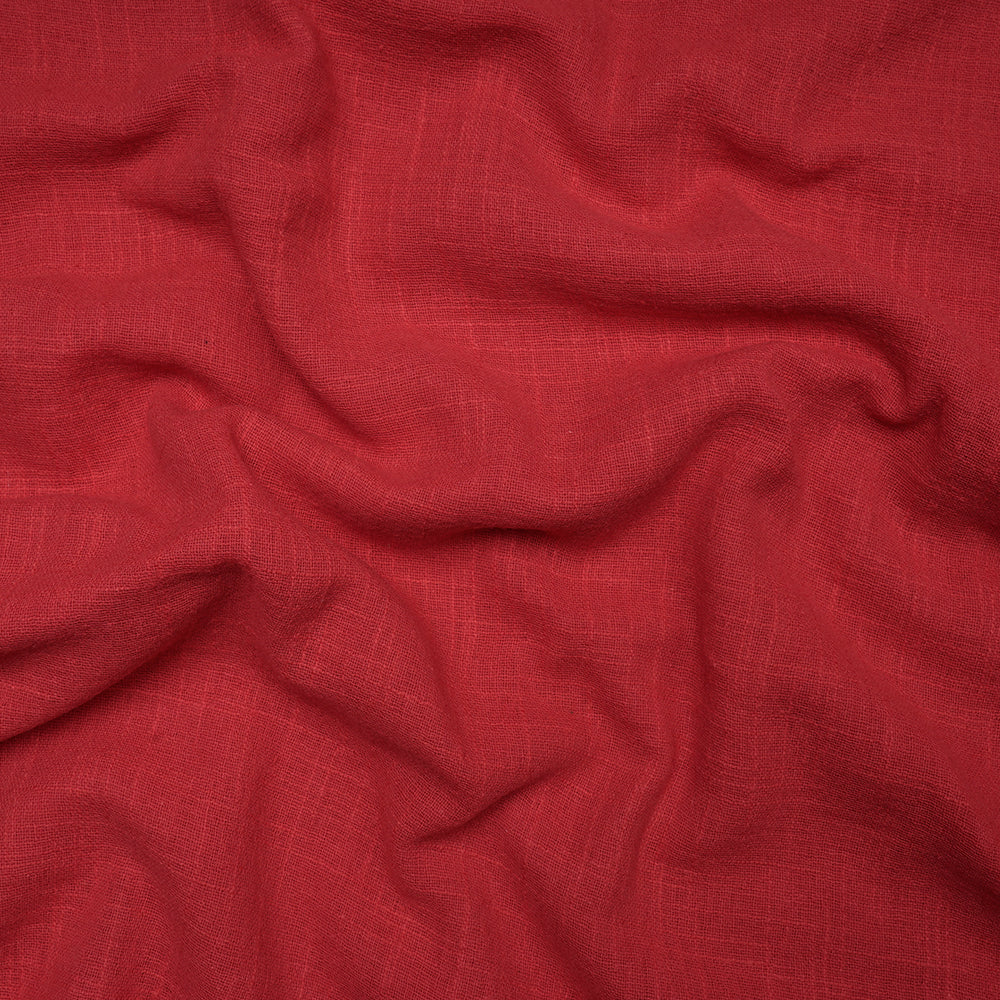 Red Color Mill Dyed Cotton Viscose Slub Fabric