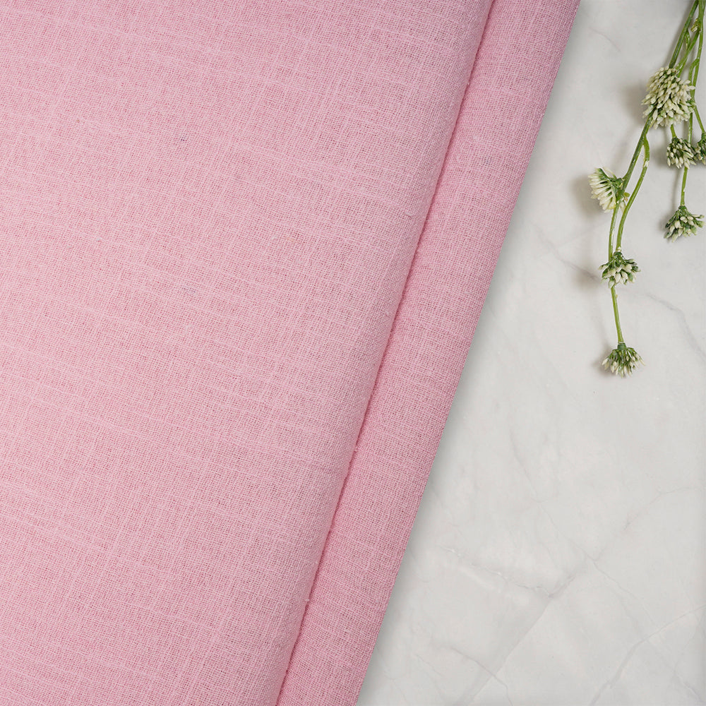 Baby Pink Color Mill Dyed Cotton Viscose Slub Fabric