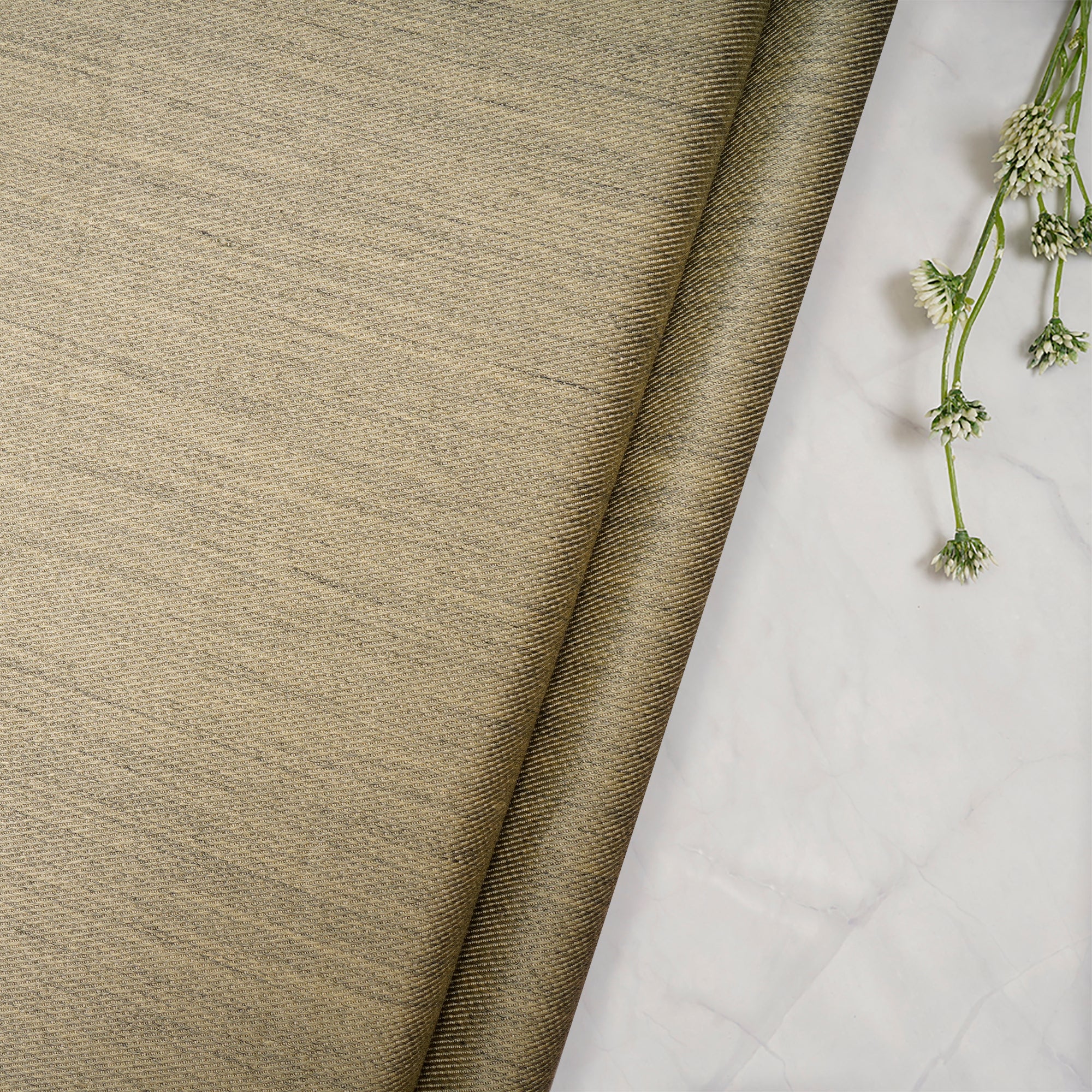 Light Olive Green Color Twill Linen Woolen Fabric