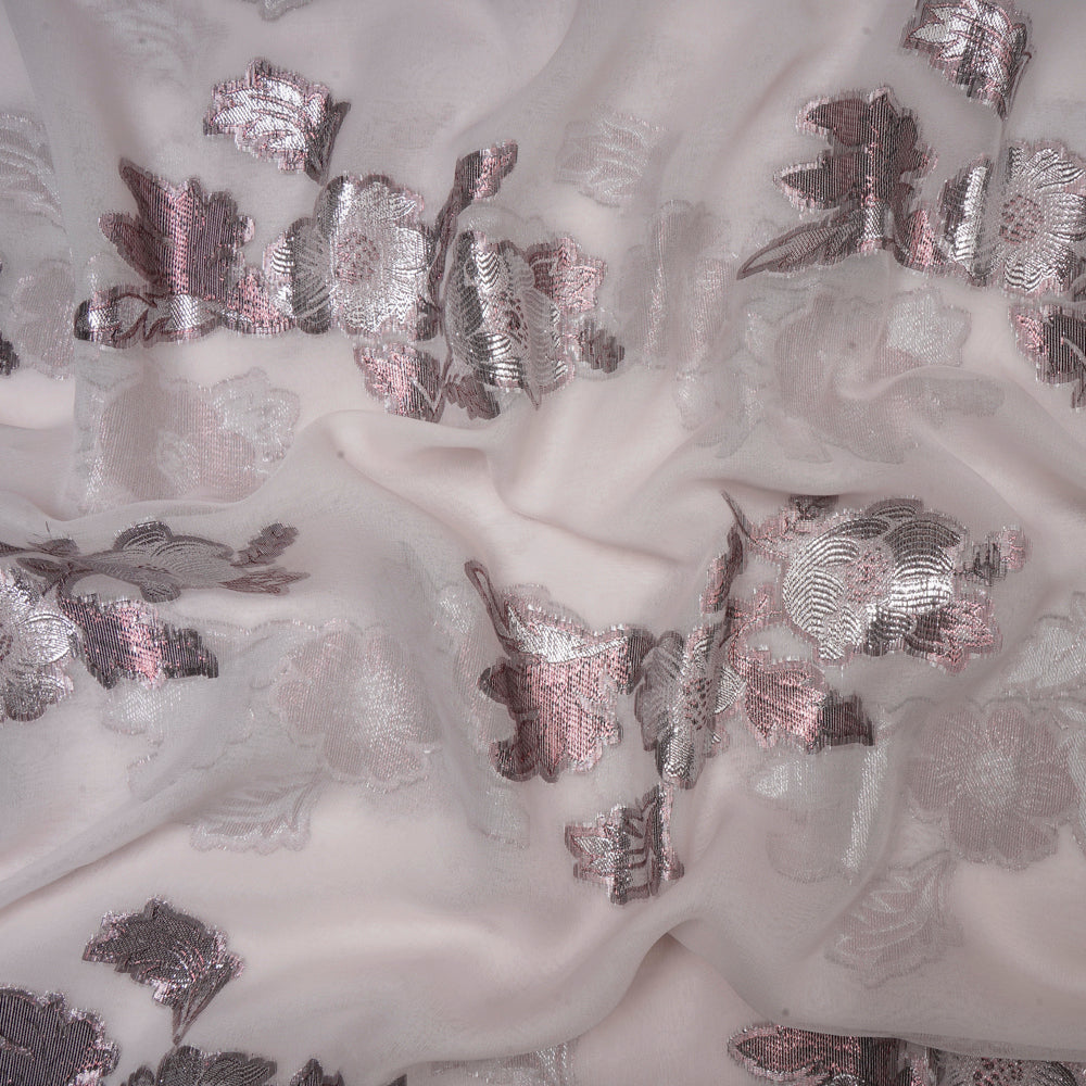 Lavender Blush Color Georgette Lurex Jacquard Fabric