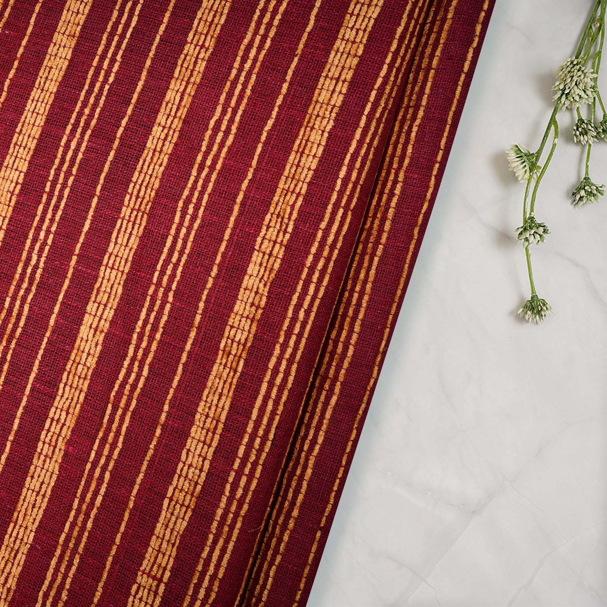 Red-Mustard Color Natural Silk Fabric