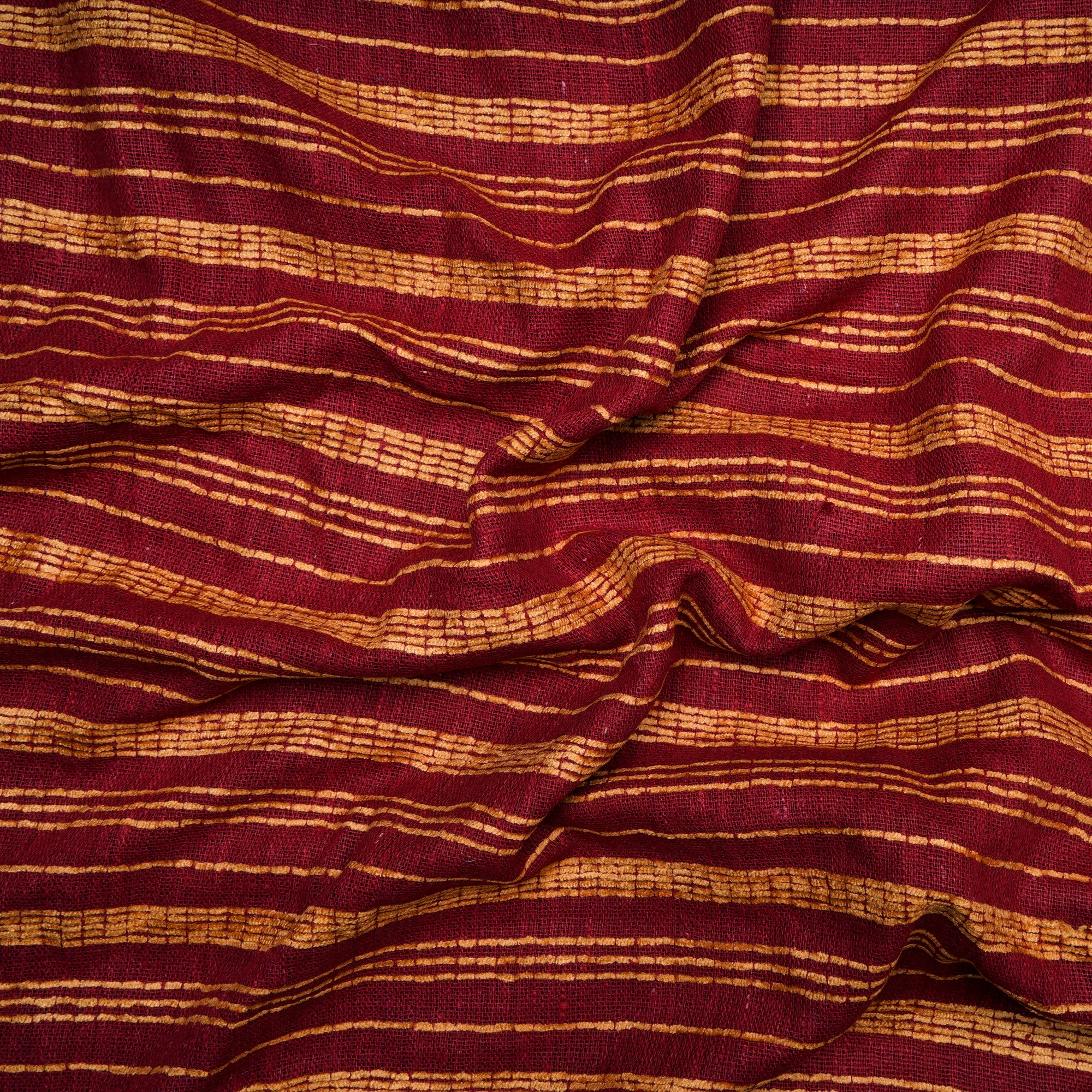 Red-Mustard Color Natural Silk Fabric