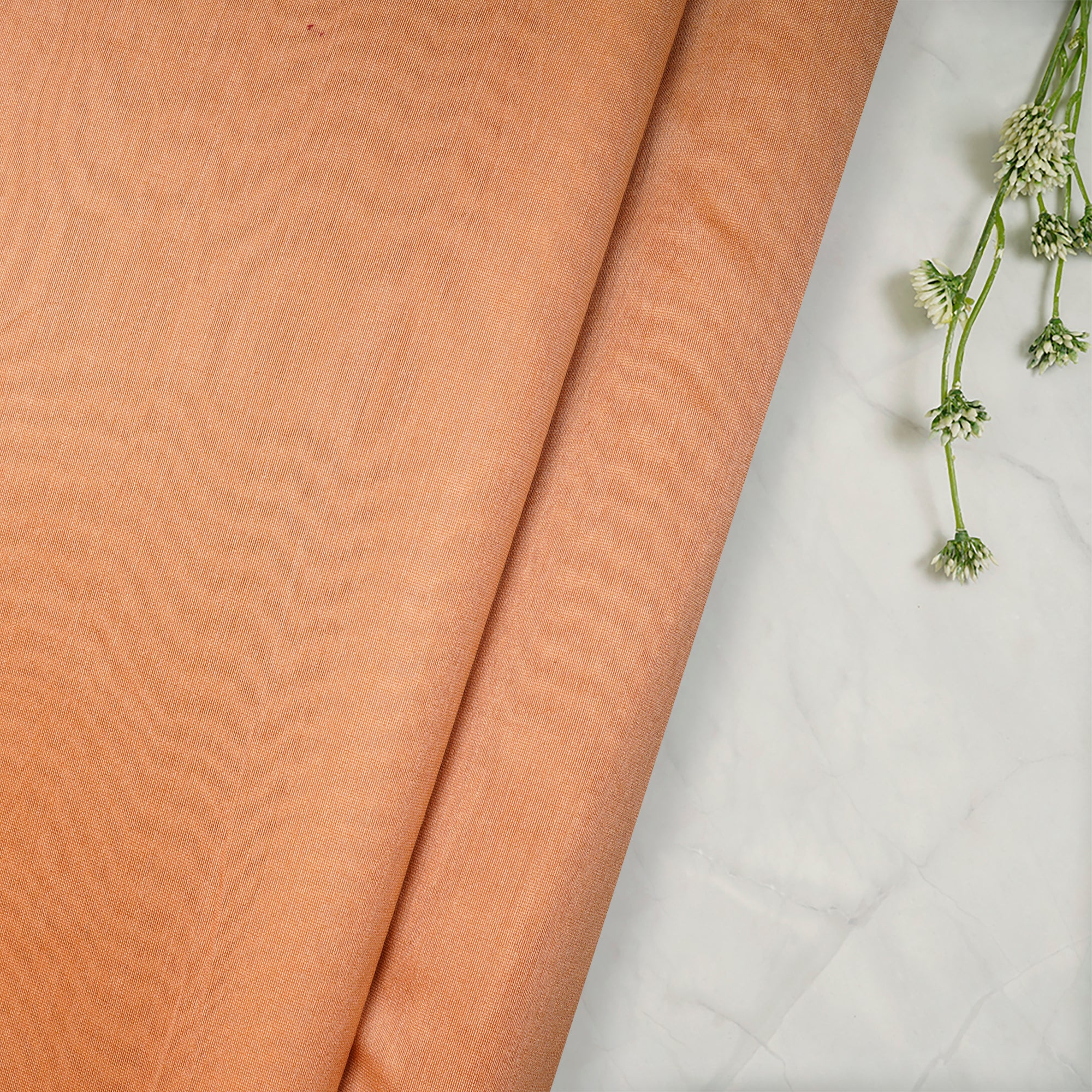 Pale Orange Color Piece Dyed Chanderi Fabric