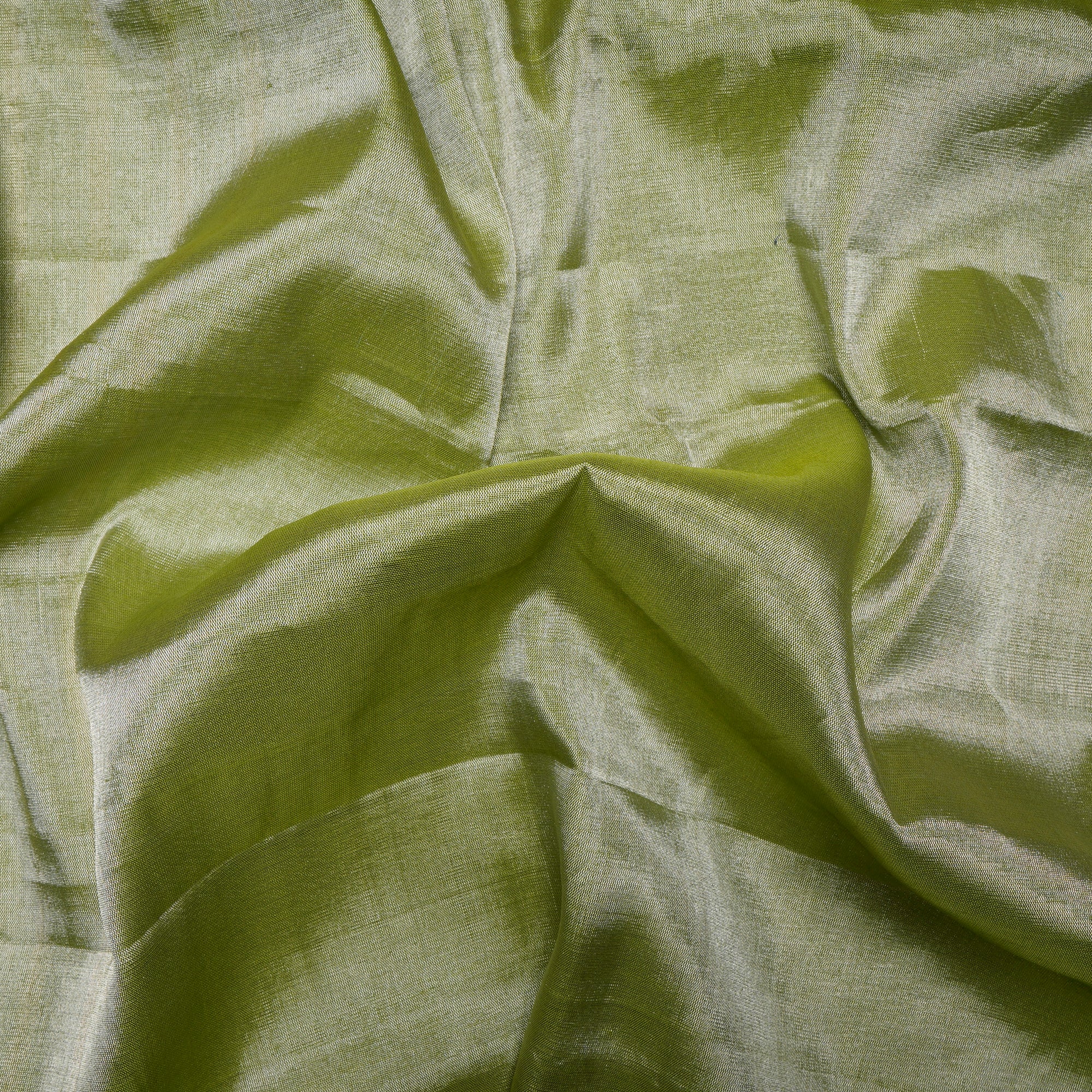 Metallic Green Color Handwoven Pure Tissue Fabric