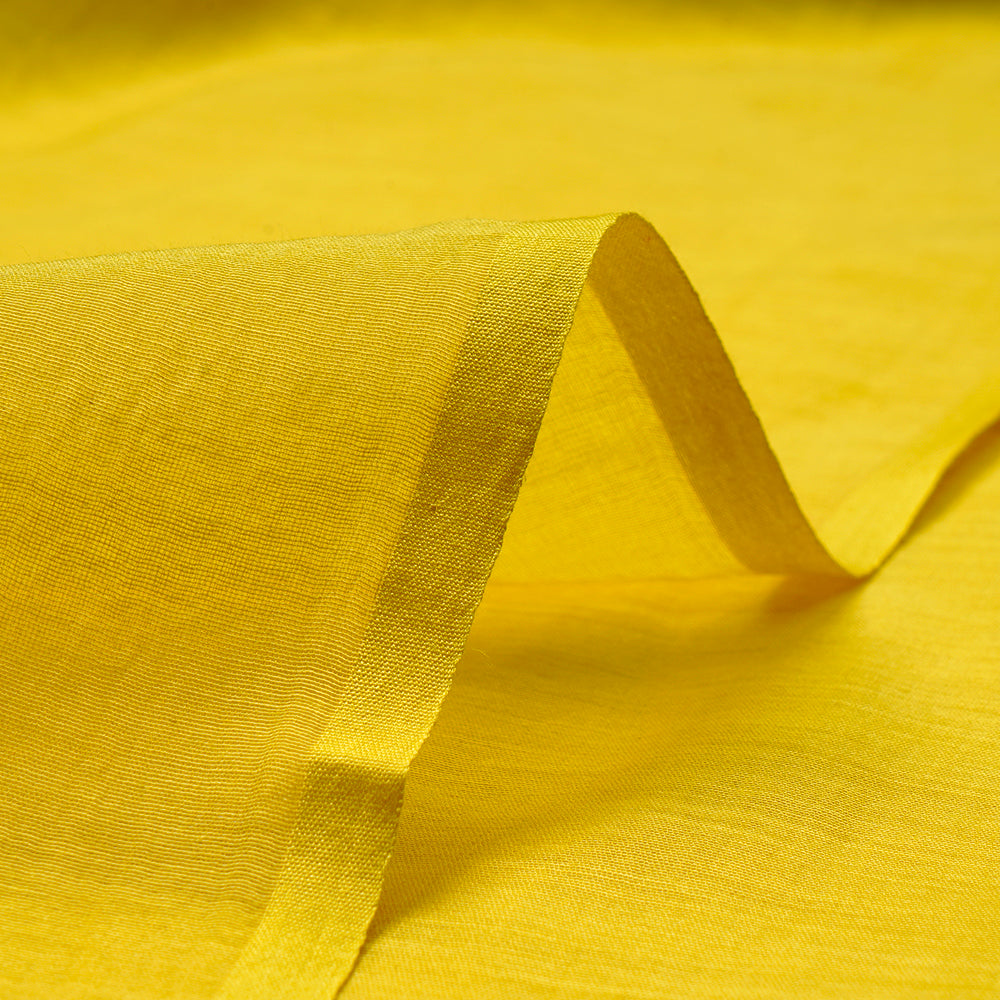 Yellow Color Pure Fine Silk Cotton Fabric