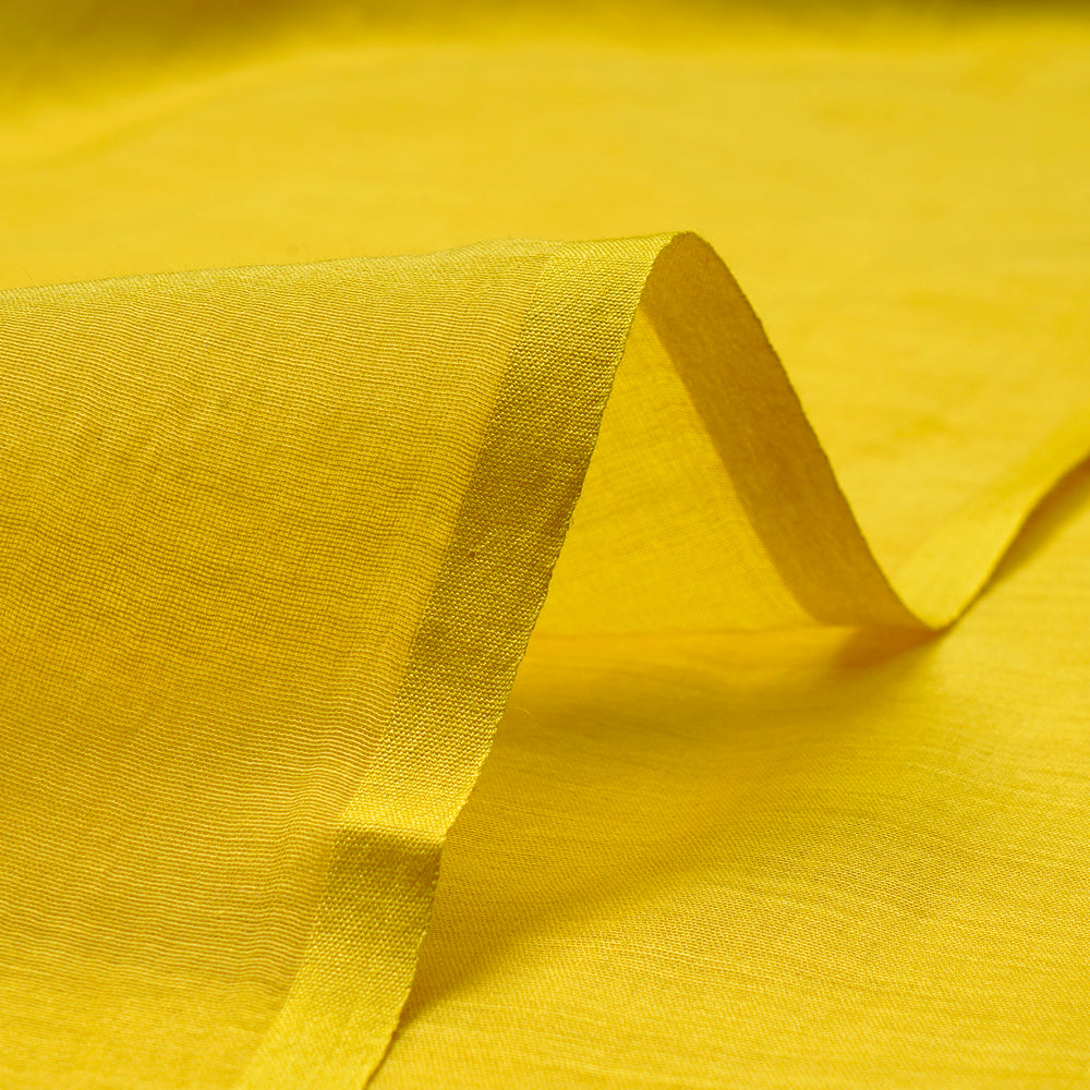 Yellow Color Pure Fine Silk Cotton Fabric