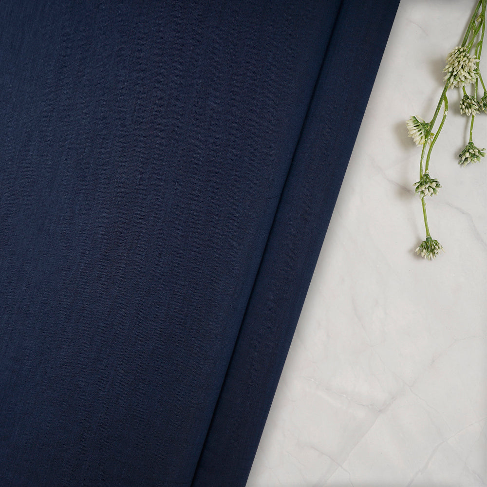 Navy Color Pure Fine Silk Cotton Fabric