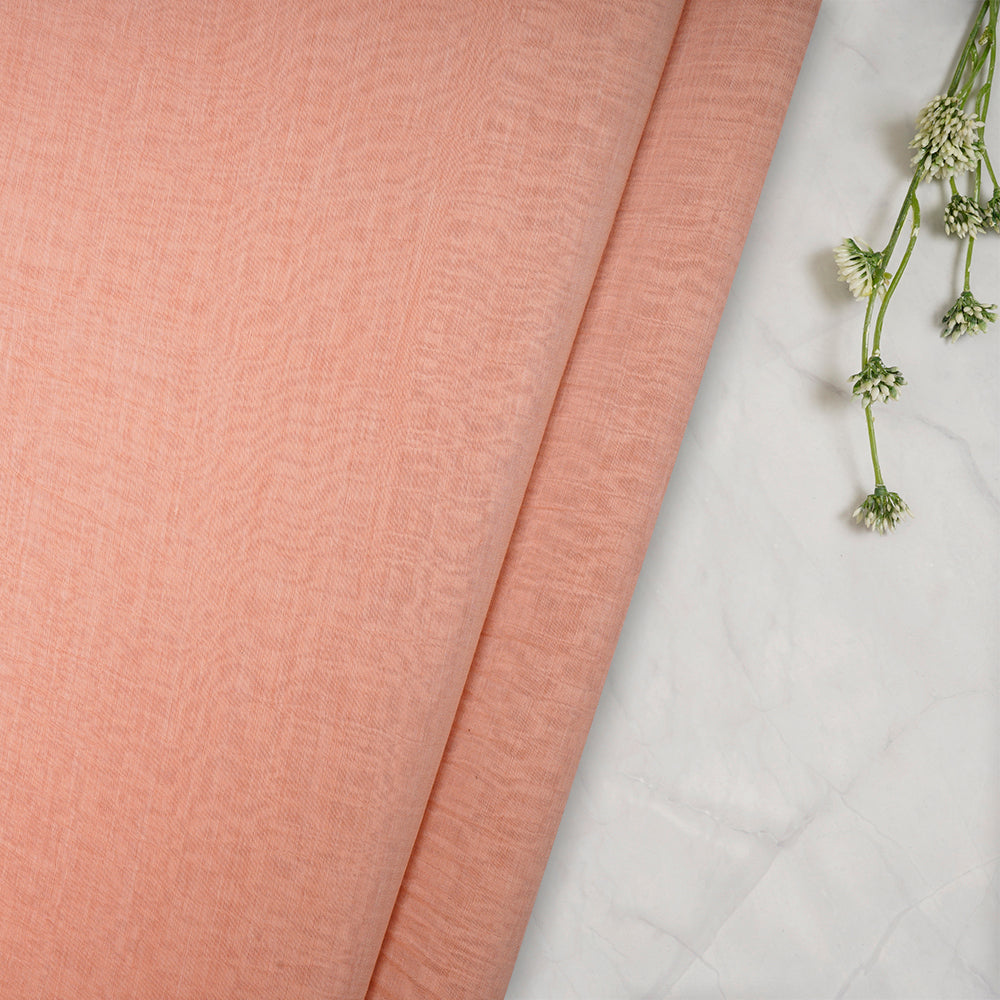 Peach Color Piece Dyed Pure Fine Chanderi Fabric