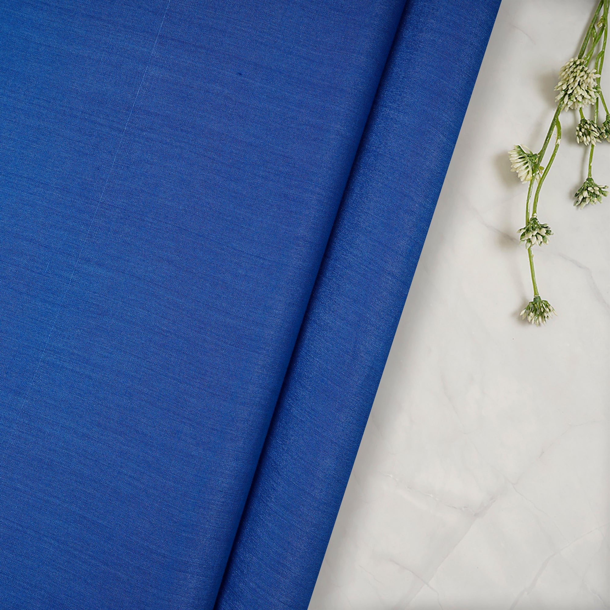 Campanula Piece Dyed Pure Tusser Chanderi Fabric