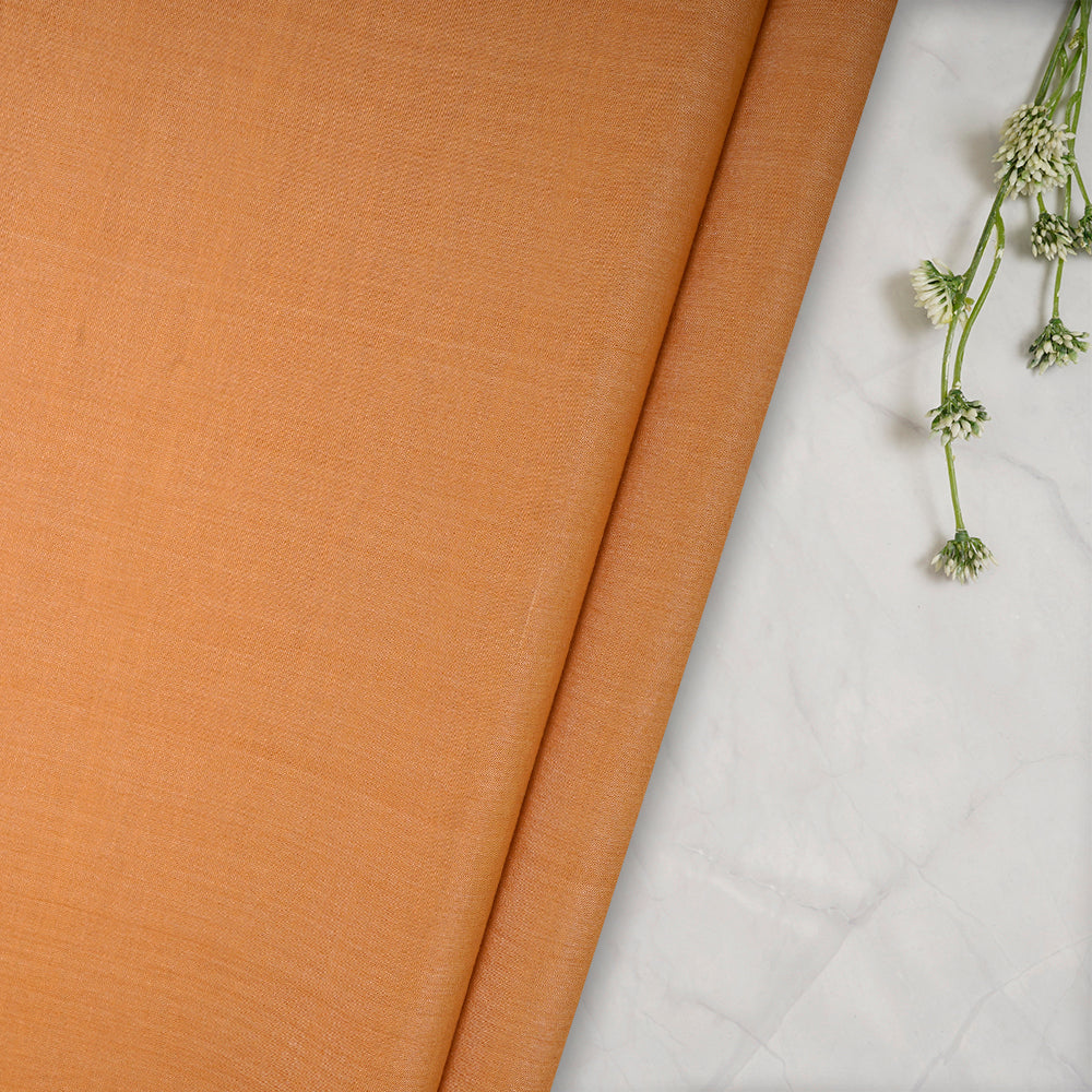 Orange Color Plain Tussar Chanderi Fabric