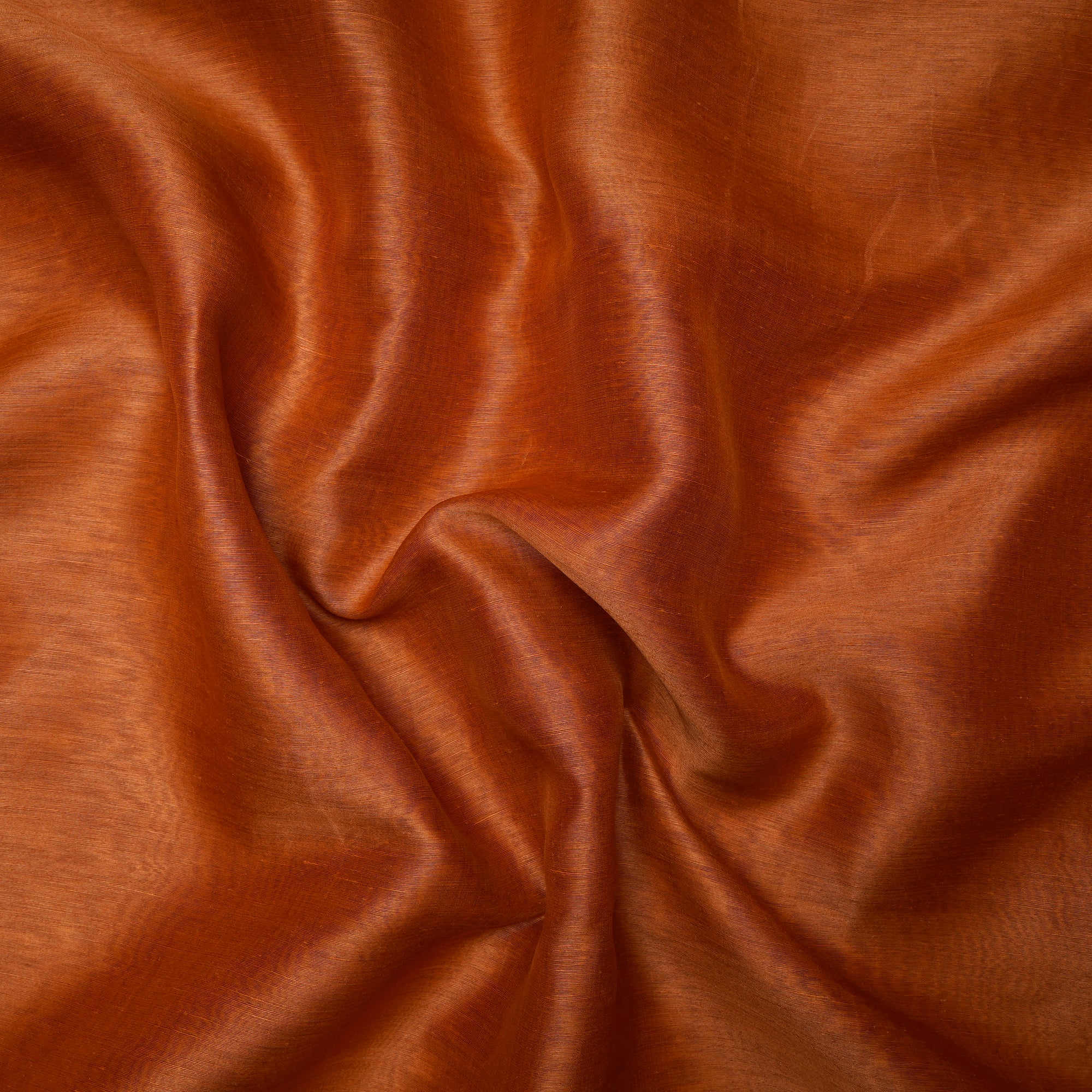 Tomato Caramel Handwoven Plain Silk-Linen Fabric