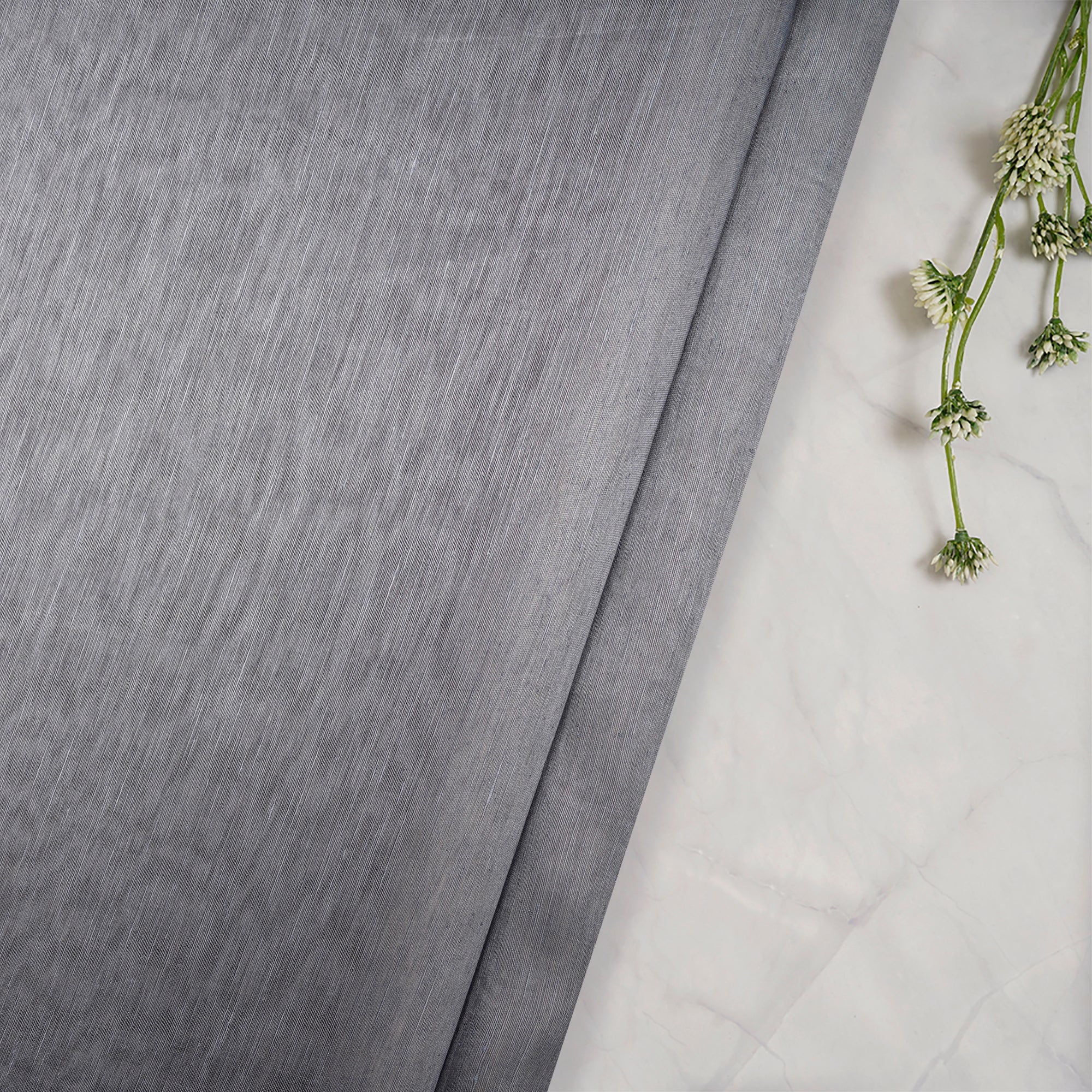 Grey Color Piece Dyed Linen Silk Fabric