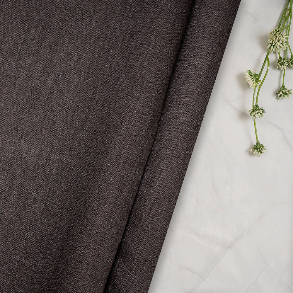 Black Plain Muga Silk Fabric