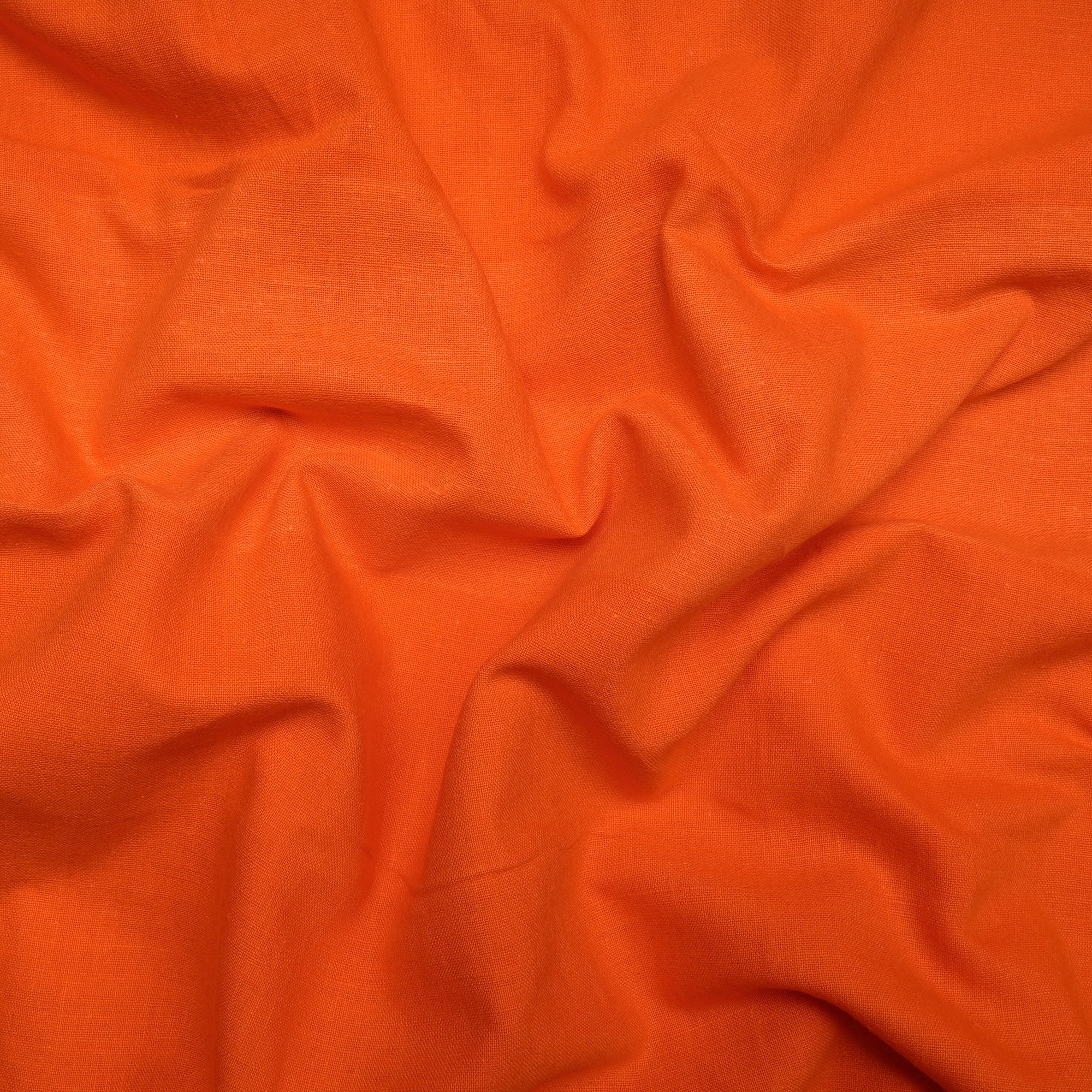 Orange Color Handwoven Handspun Cotton Fabric