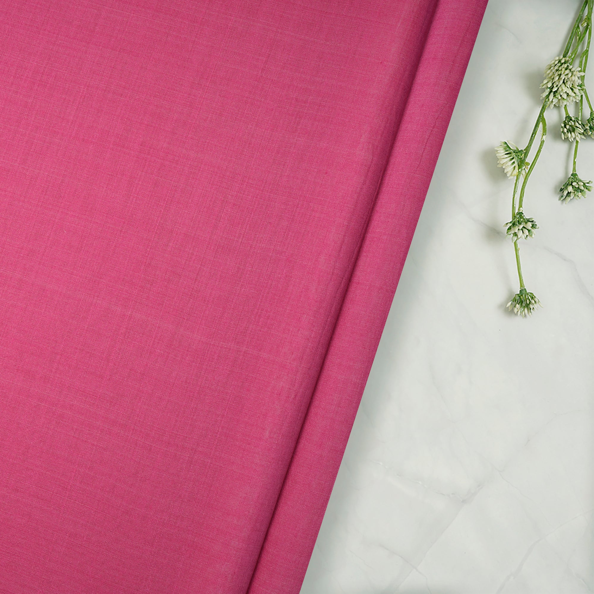 Pink Handwoven Plain Chanderi Poly Cotton Fabric