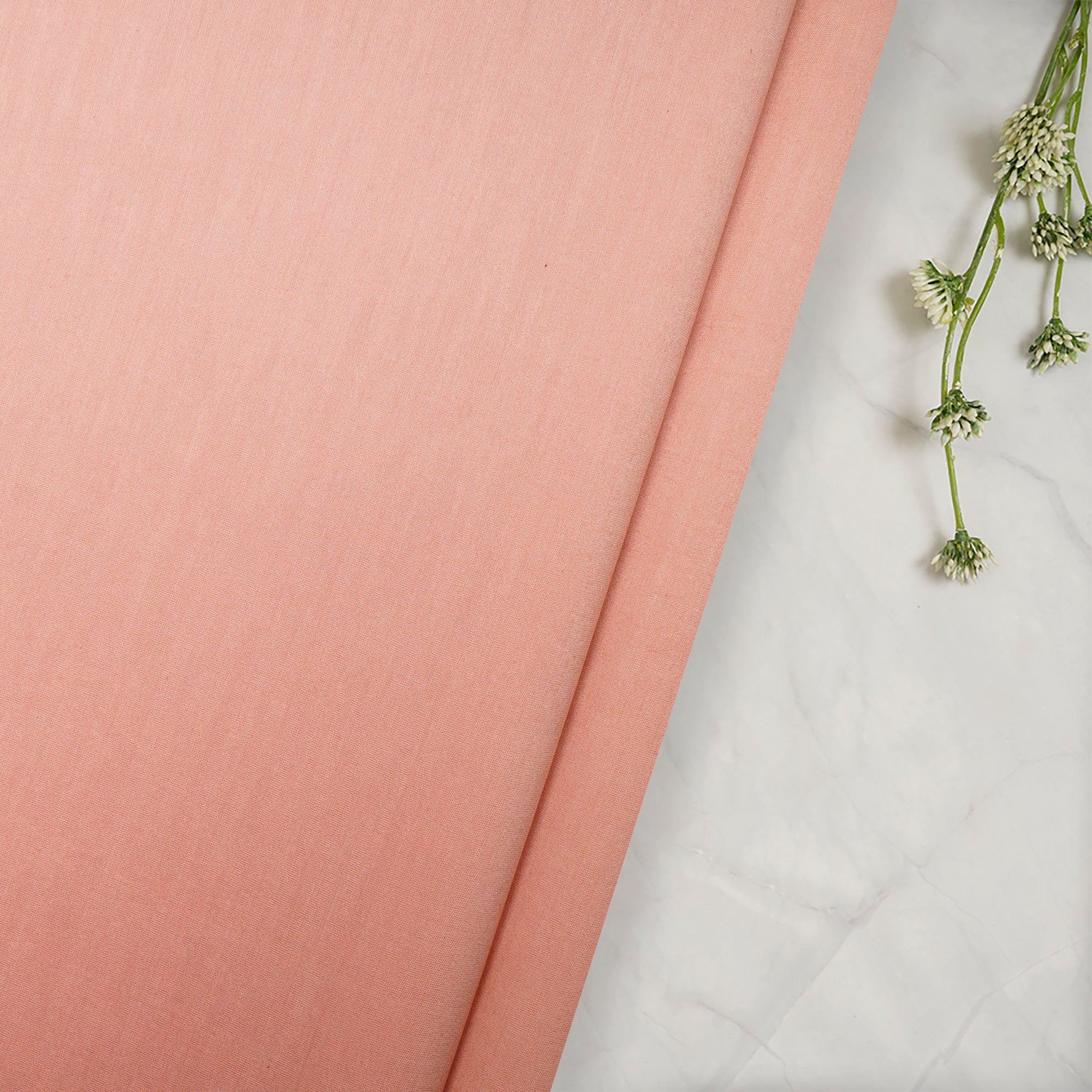 Coral Pink Piece Dyed Pure Chanderi Fabric