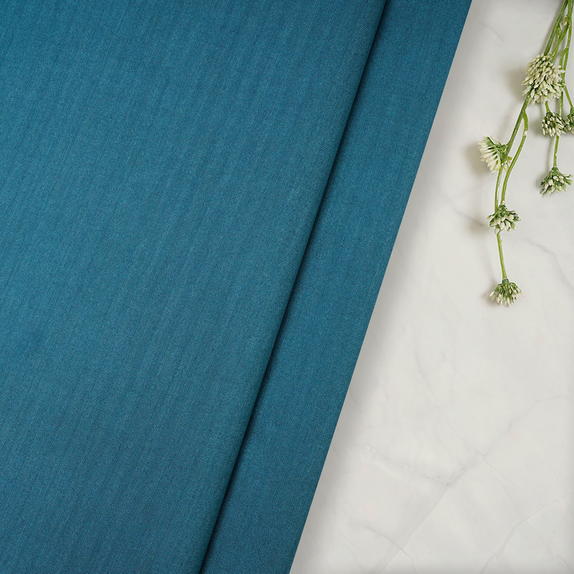 Rama Green Piece Dyed Pure Chanderi Fabric