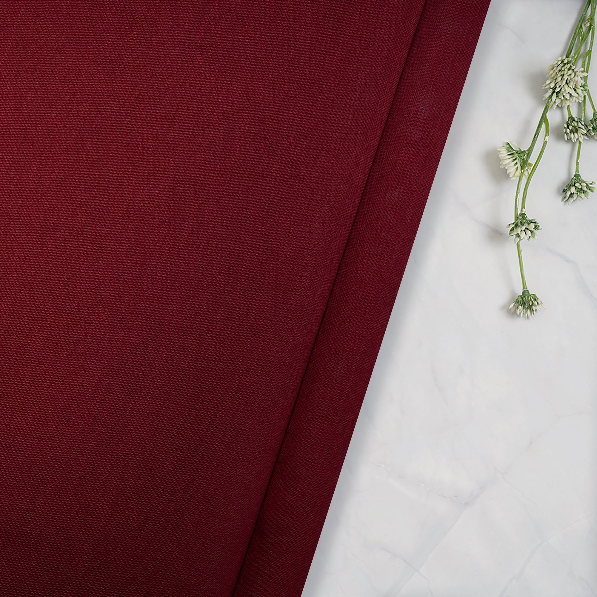 Deep Maroon Piece Dyed Pure Chanderi Fabric