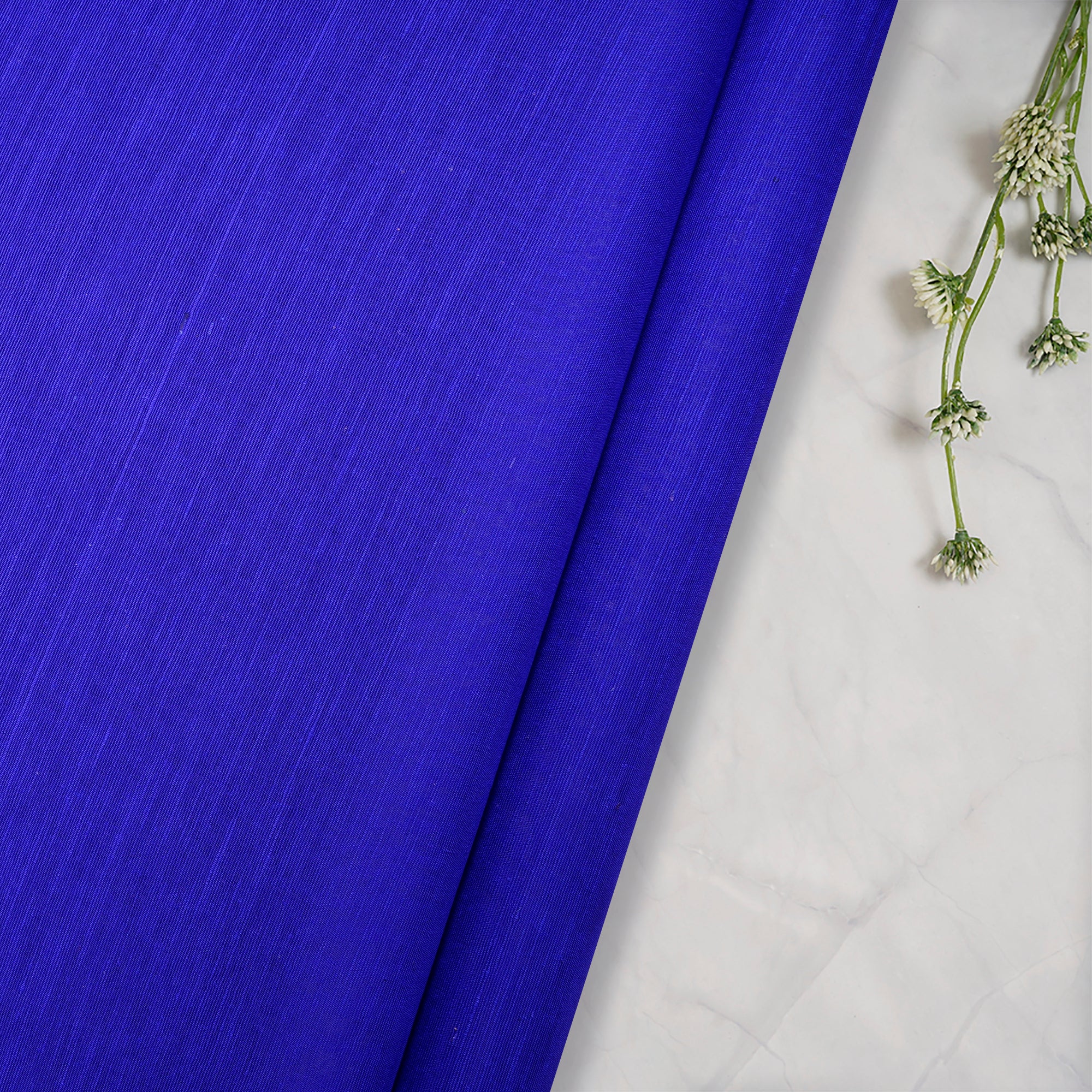 Blue Color Natural Noile Silk Fabric