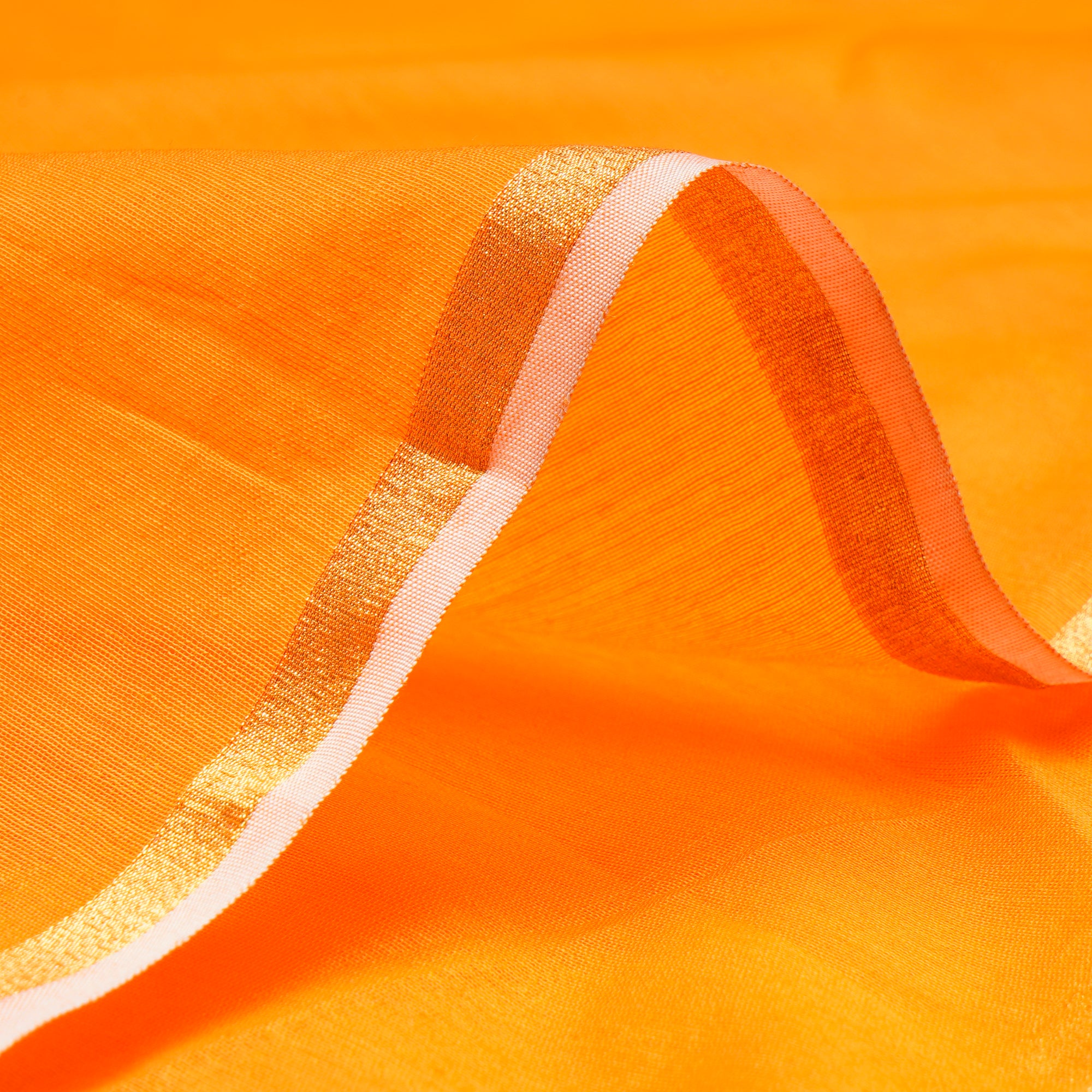 Orange Color Polyester Mono Fancy Chanderi Fabric