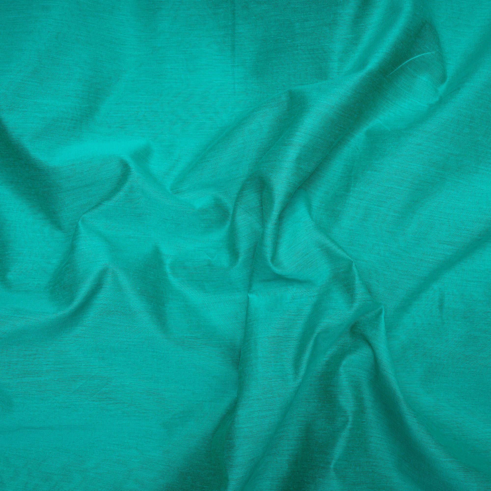 Persian Green Color Polyester Mono Chanderi Fabric with Zari Border