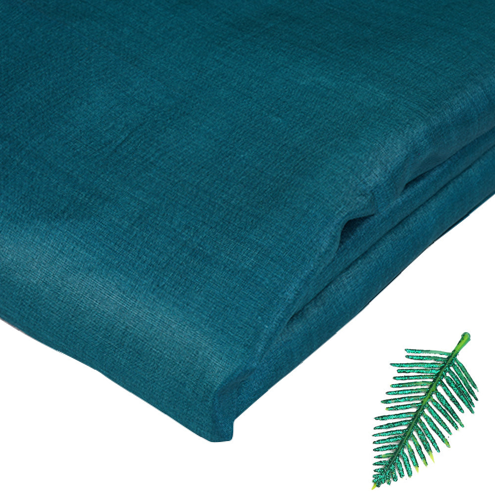 Teal Color Piece Dyed Natural Tussar Silk Fabric