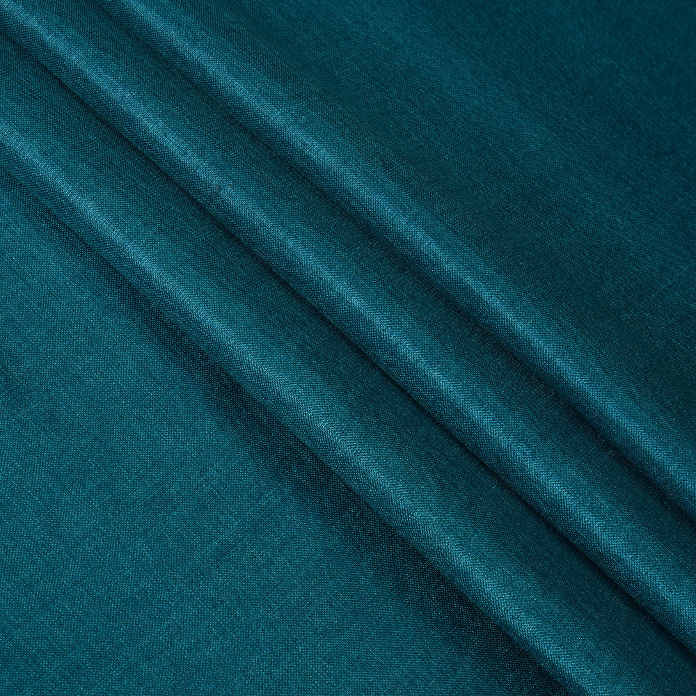 Teal Color Piece Dyed Natural Tussar Silk Fabric