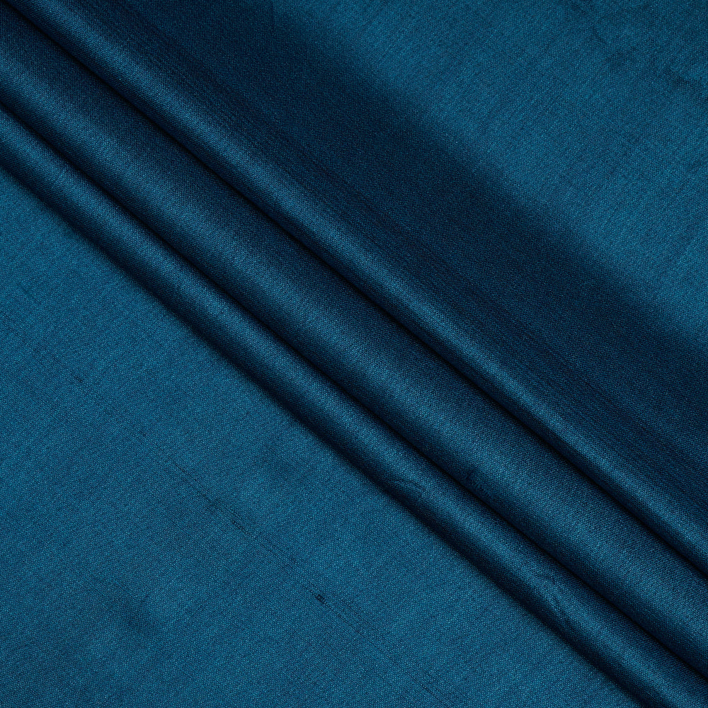 Blue Color Piece Dyed Handwoven Tussar Silk Fabric