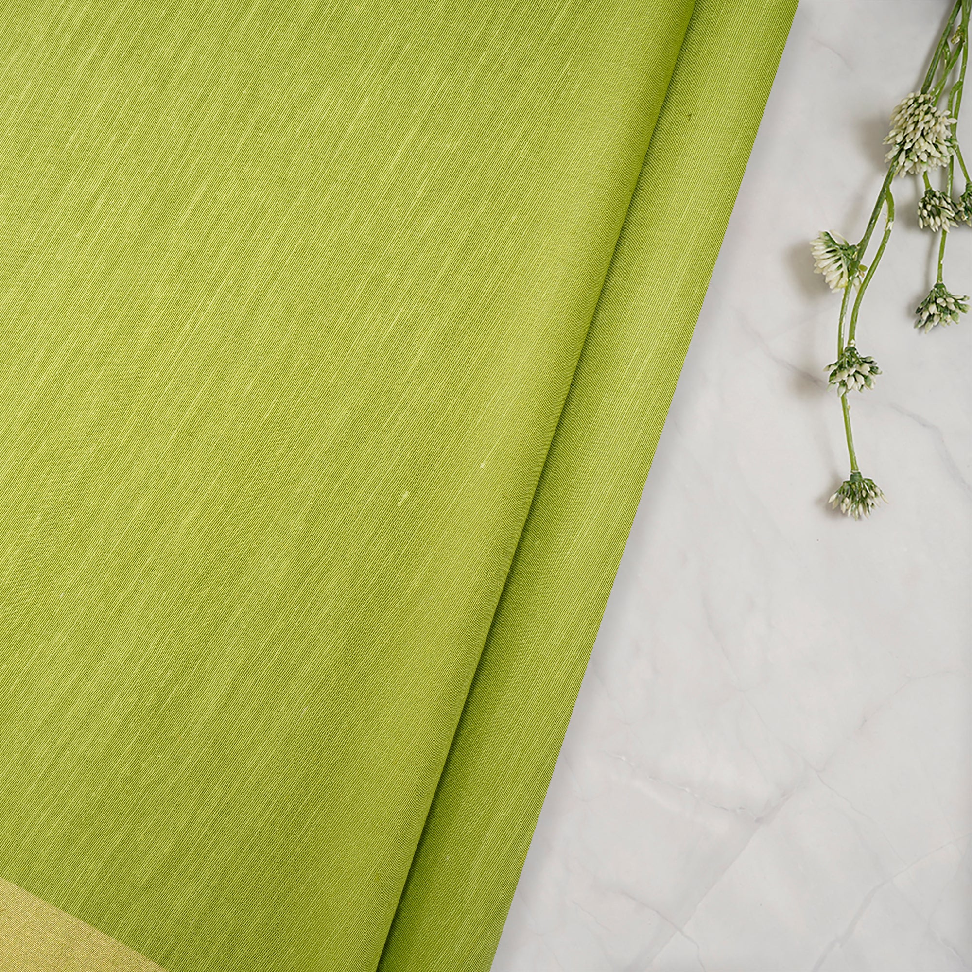 Light Green Color Noile Silk Fabric