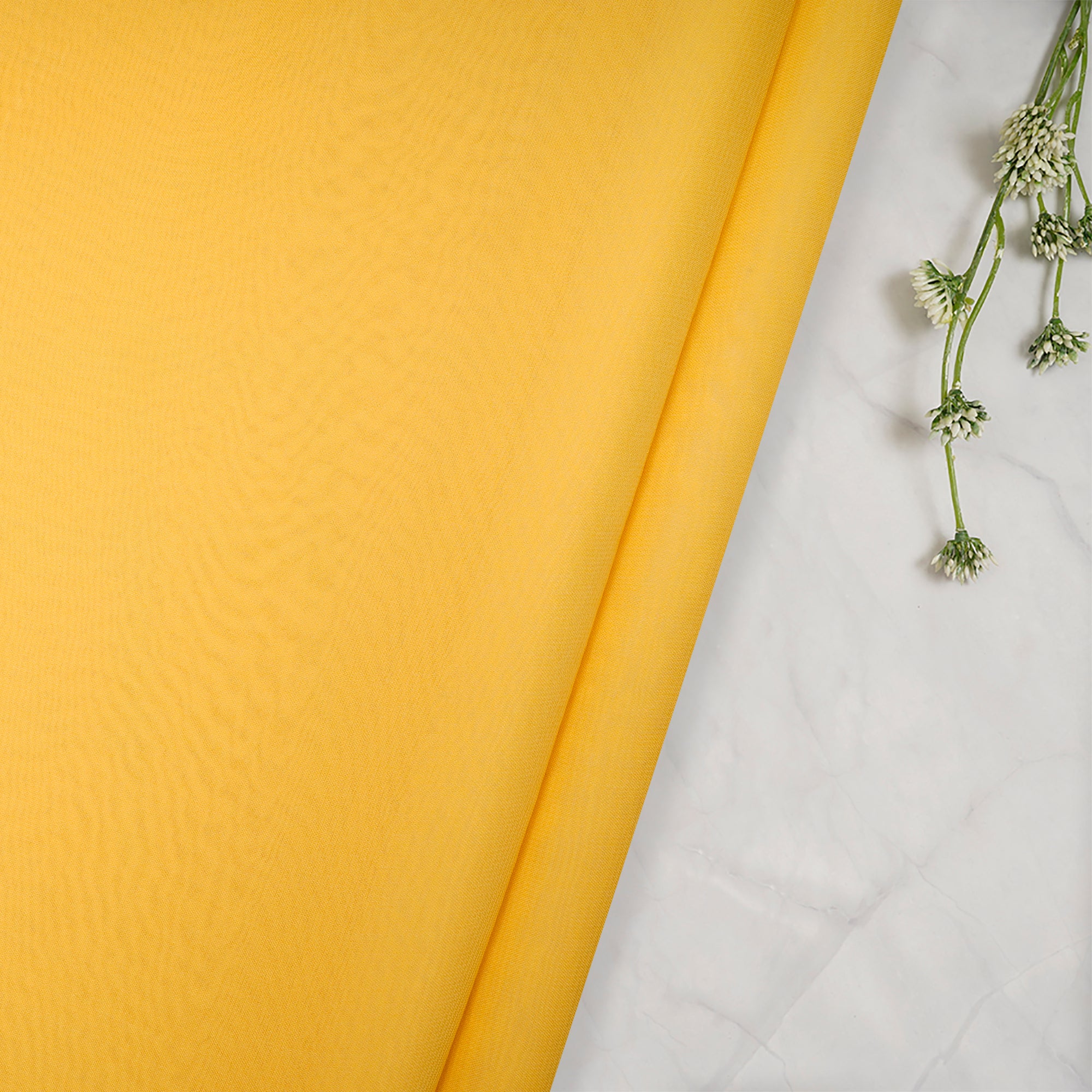 Yellow Piece Dyed Viscose Georgette Fabric