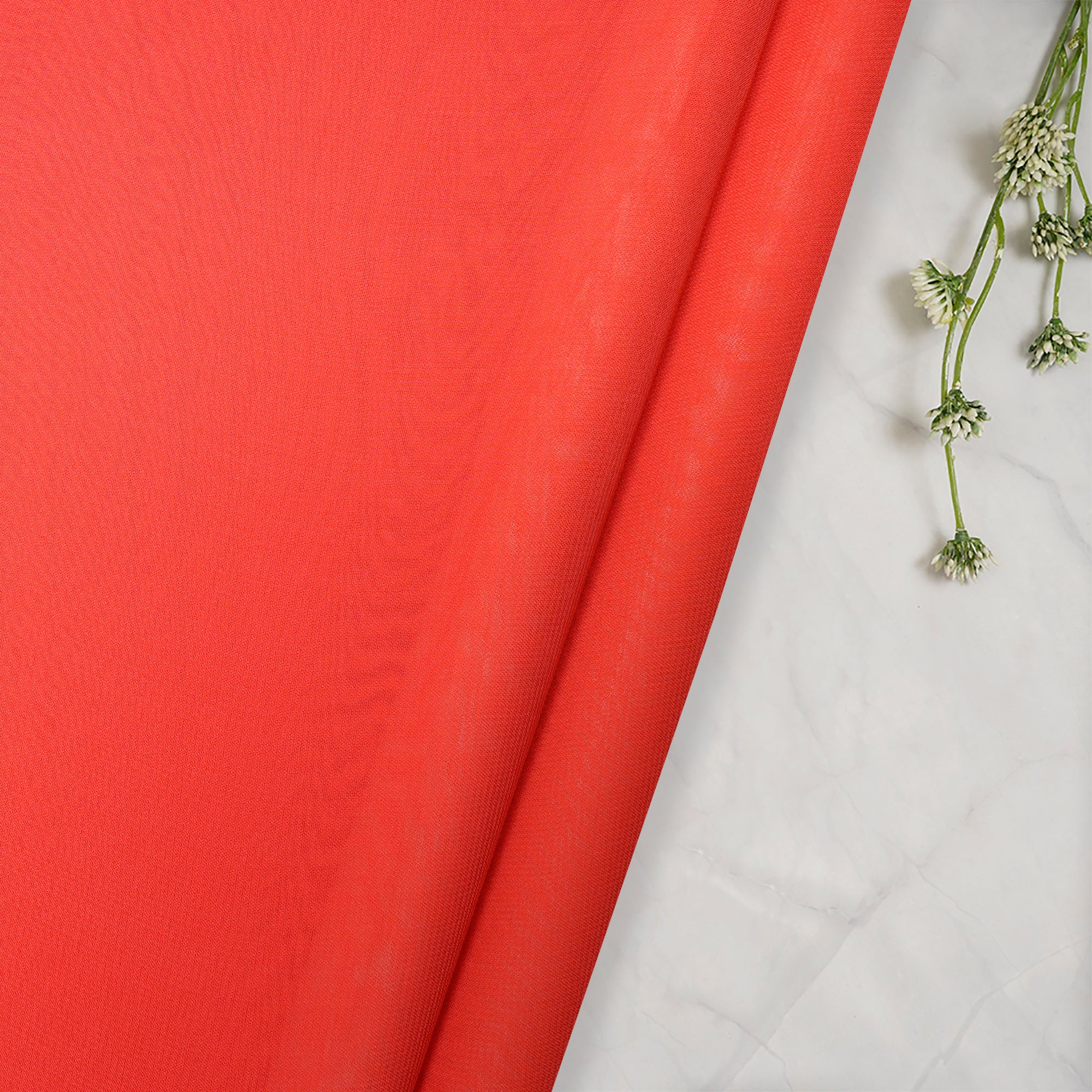 Tomato Color Piece Dyed Viscose Georgette Fabric