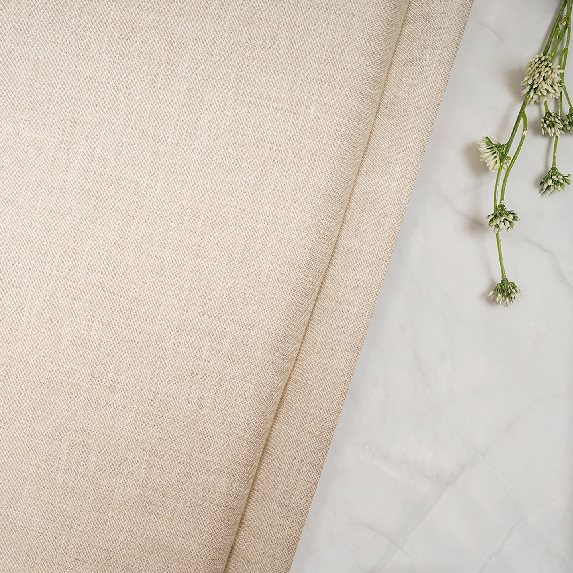 Cream Color Plain Lee Fabric