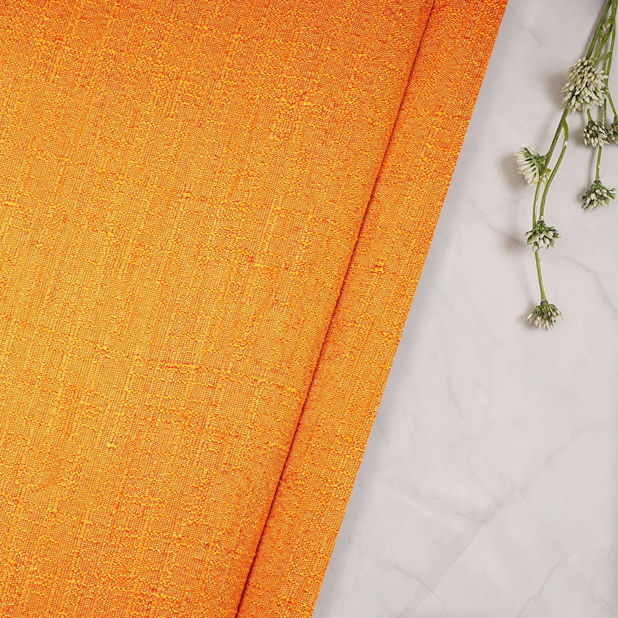 Mustard-Red Color Polyester Dupion Fabric