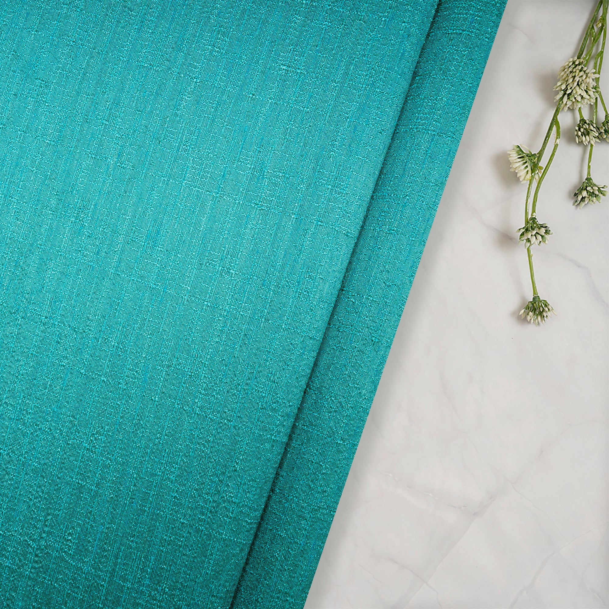 Medium Turquoise Color Polyester Dupion Fabric