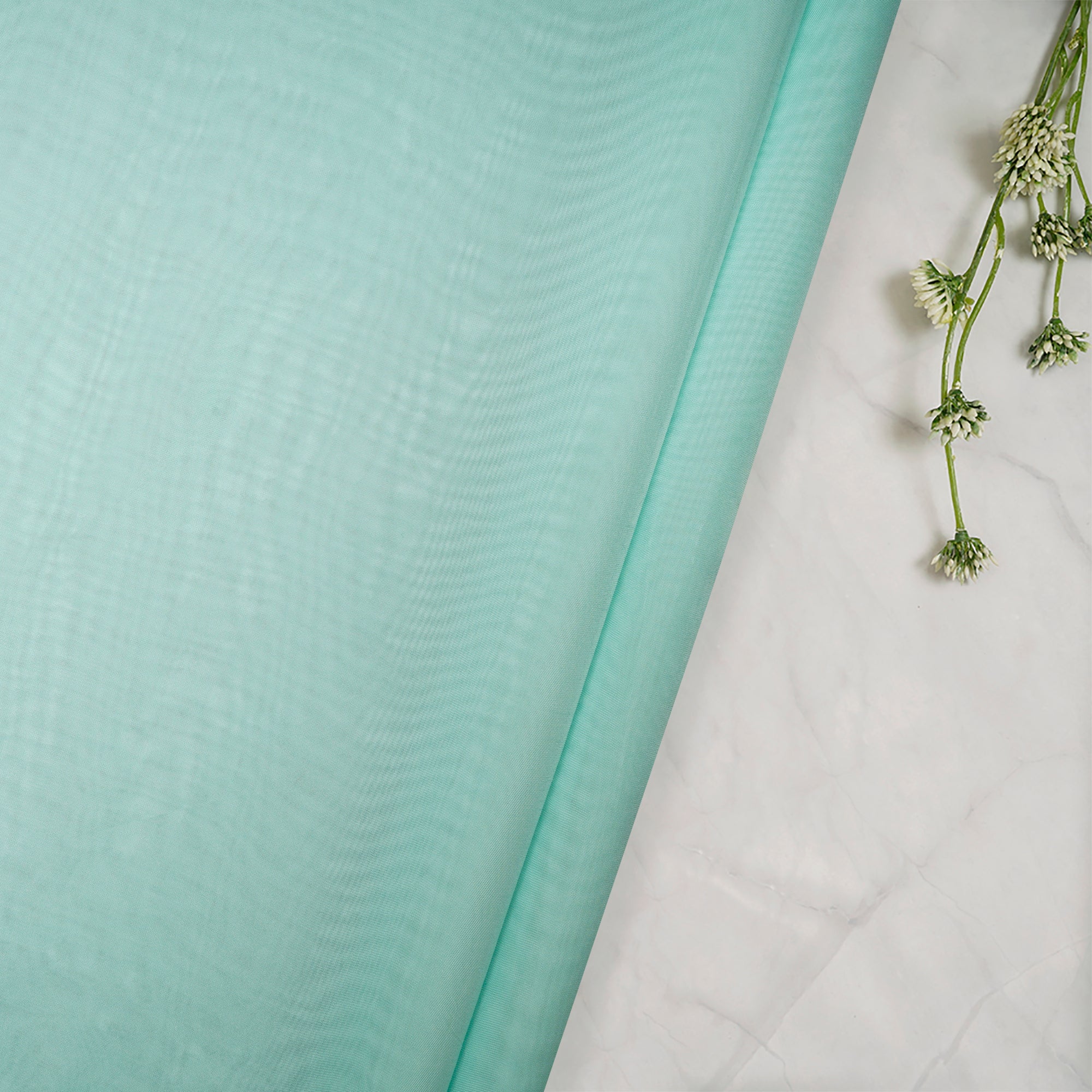 Light Teal Piece Dyed Viscose Organza Fabric
