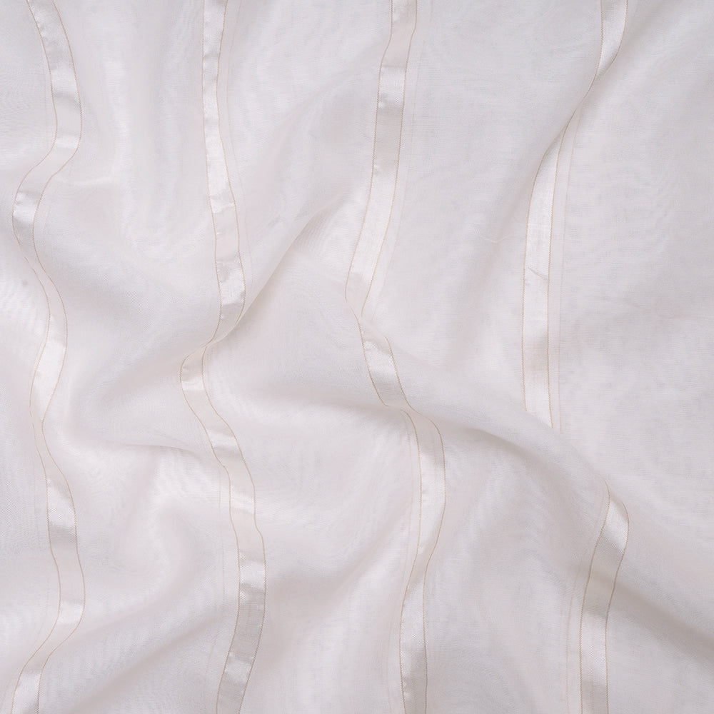 White Color Striped Viscose Modal Satin Fabric