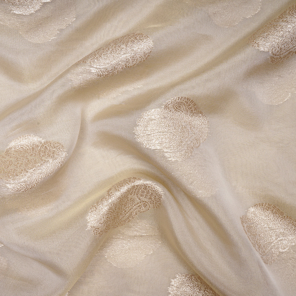 Gold Booti Pattern Dyeable Fancy Viscose Organza Jacquard Organza Tissue Fabric